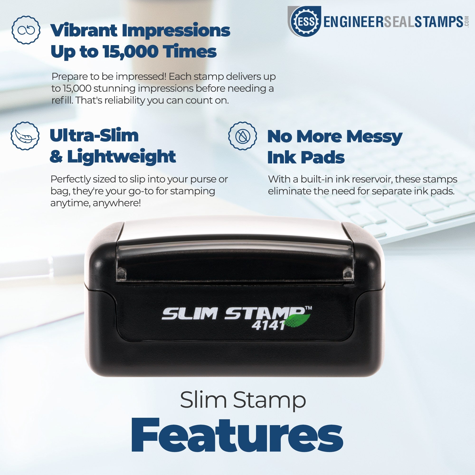 Handmade with Love in Alabama Slim Pre-Inked Stamp, ultra-slim and lightweight design, delivers up to 15,000 vibrant impressions, no messy ink pads, perfect for on-the-go use.