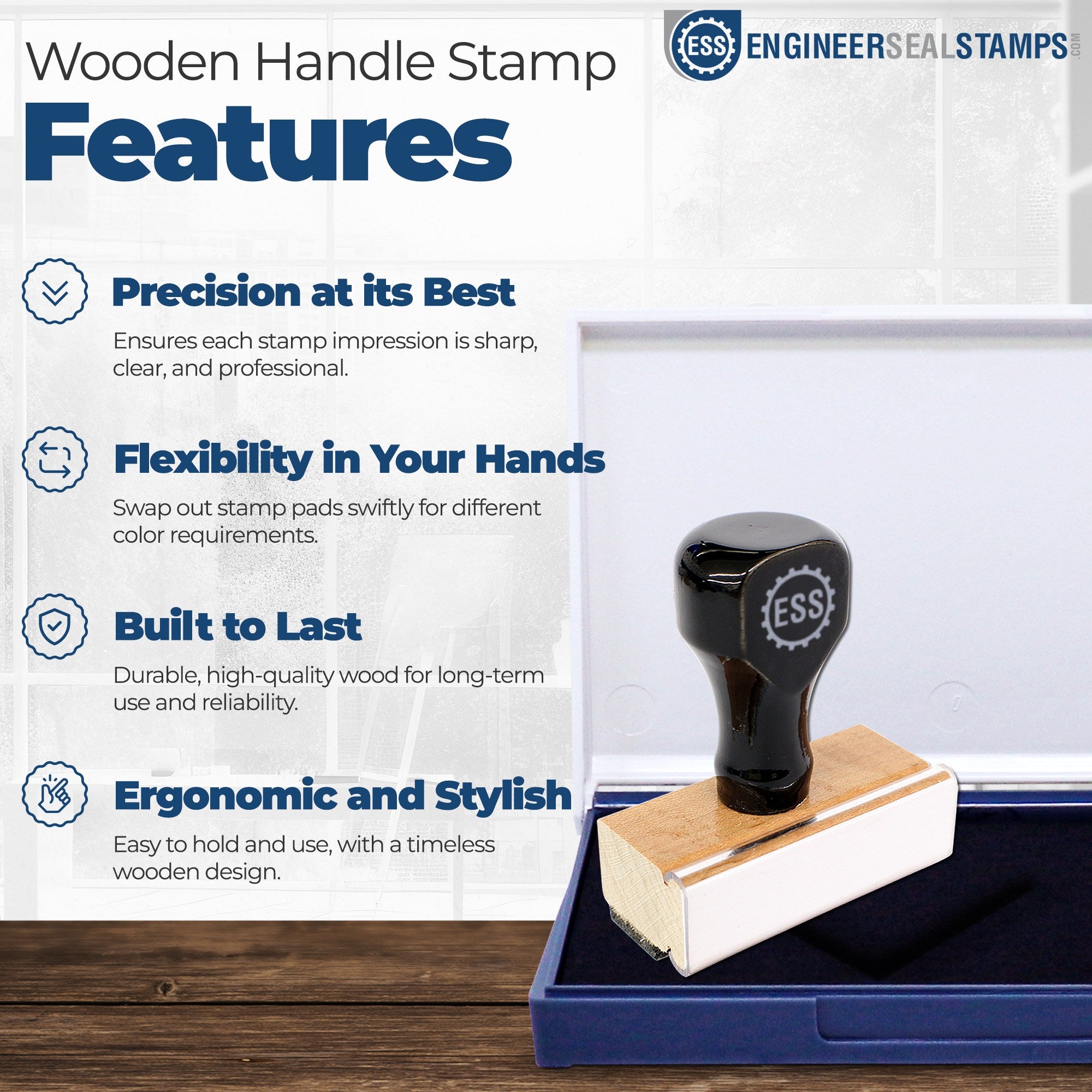 Standard Size Wood Handle Q Inspected Rubber Stamp 3/4 Diameter