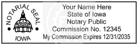 Iowa Rectangular Notary Stamp Imprint Example