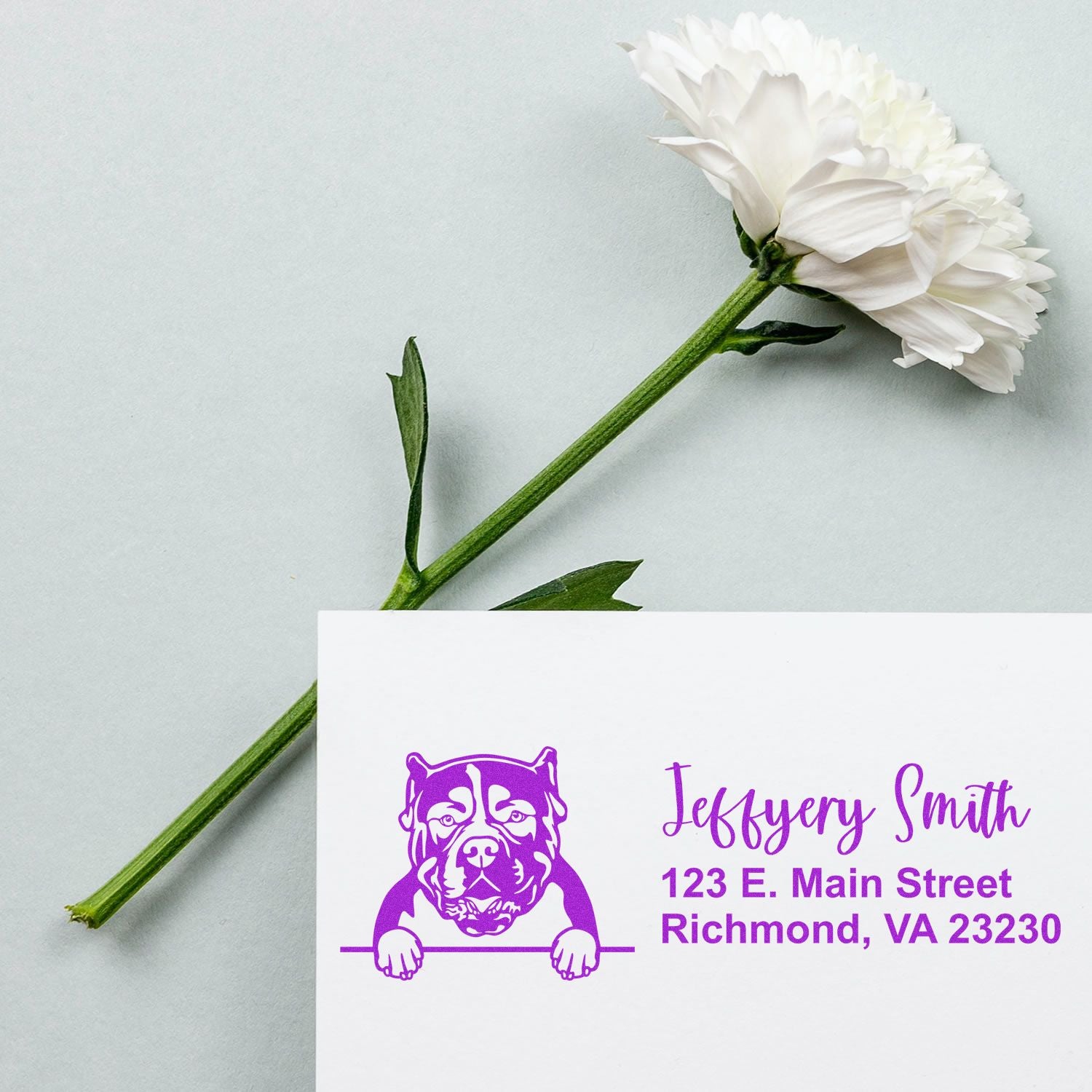 Pre-Inked American Bulldog Dog Personalized Address Stamp