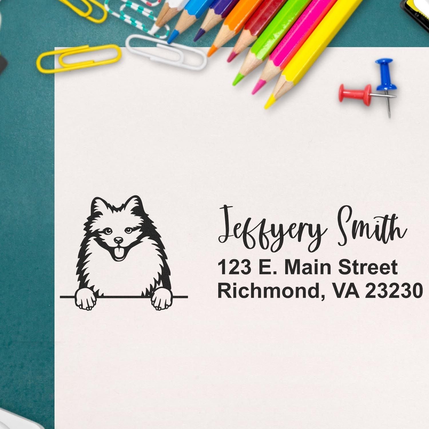 Pre-Inked American Eskimo Dog Personalized Address Stamp