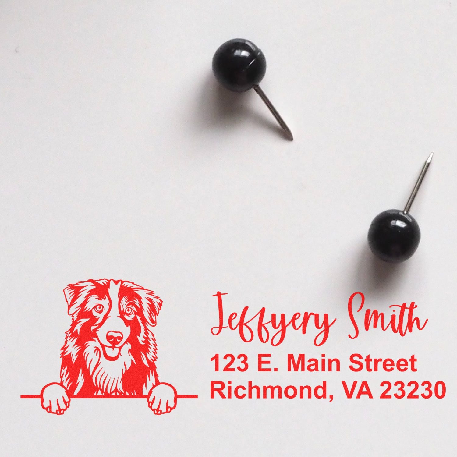 Pre-Inked Australian Shepherd Dog Personalized Address Stamp