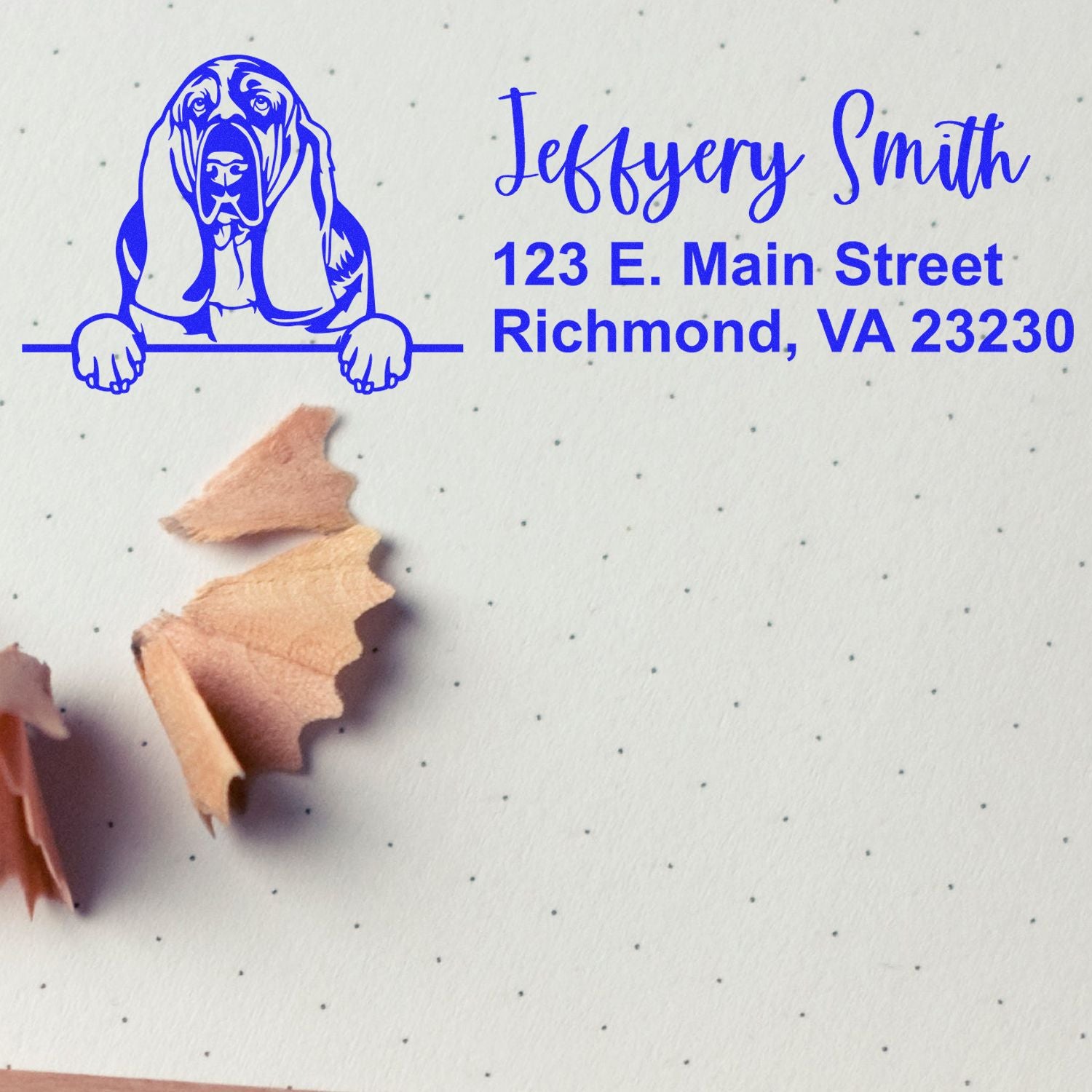 Peeking Basset Hound Name and Address Rubber Stamp