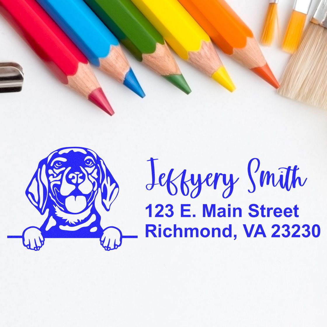 Pre-Inked Beagle Dog Personalized Address Stamp