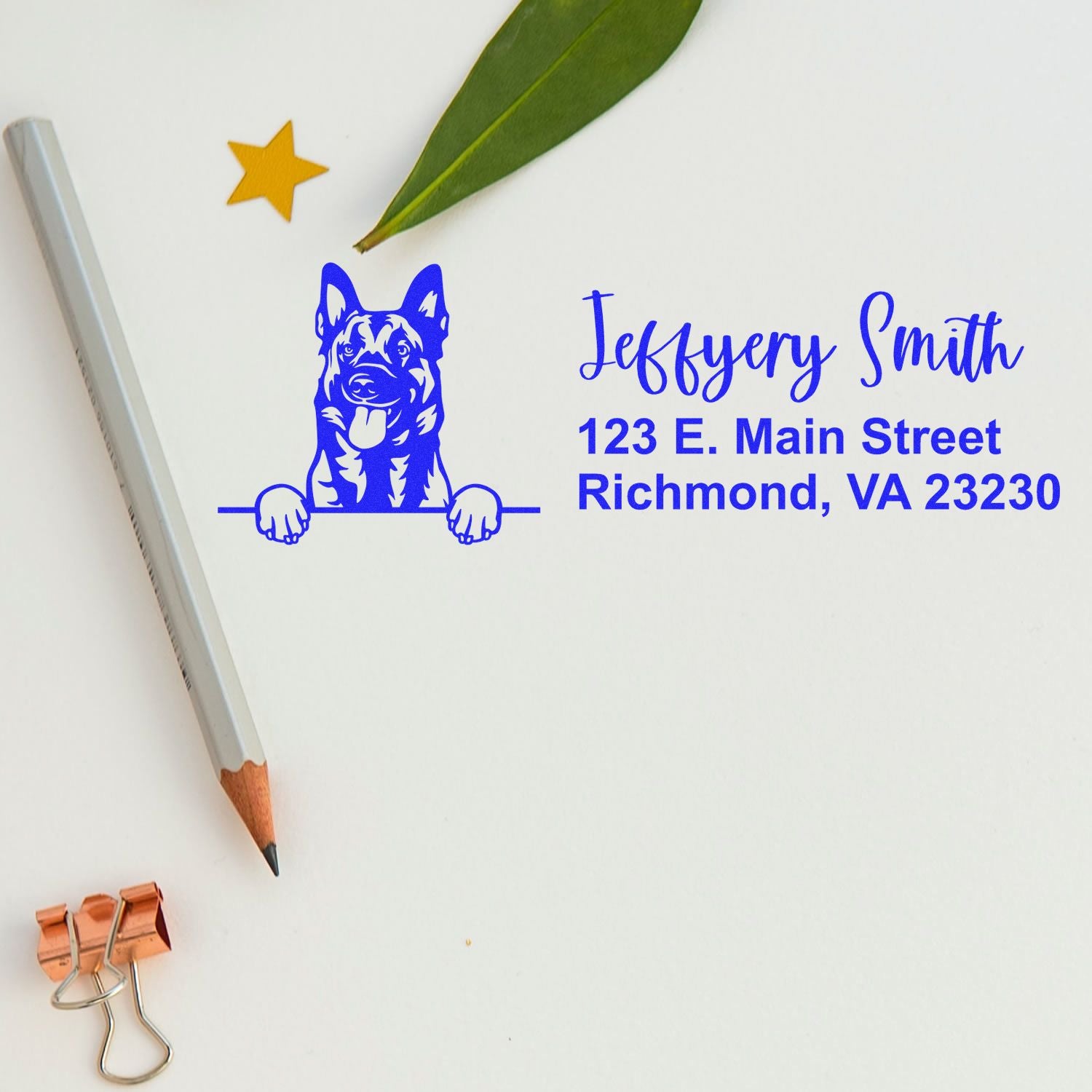 Slim Belgian Malinois Pre-Inked Customized Stamp