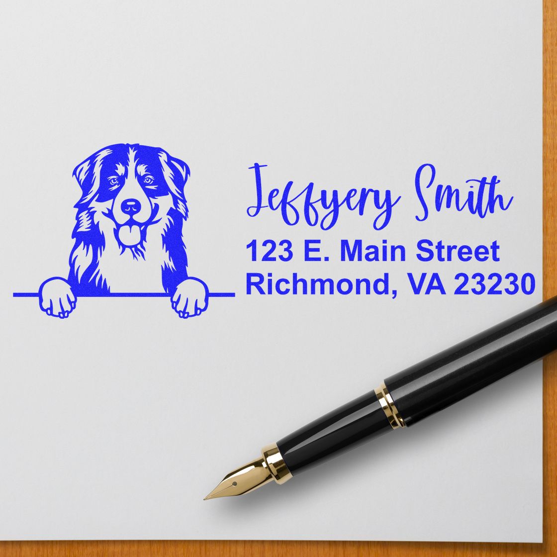 Peeking Bernese Mountain Dog Name and Address Rubber Stamp