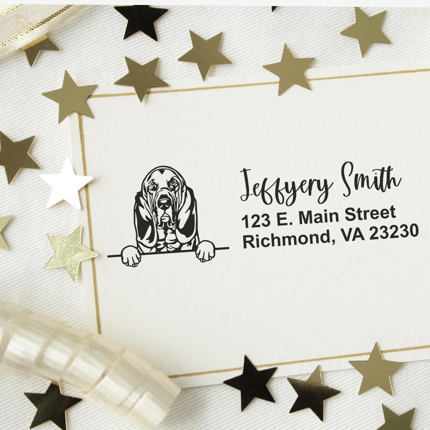 Pre-Inked Bloodhounds Dog Personalized Address Stamp