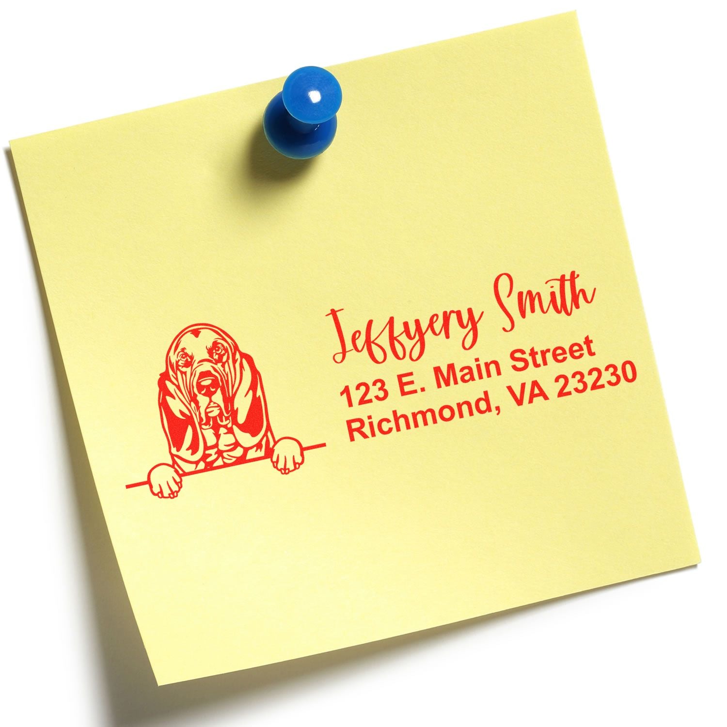 Peeking Bloodhounds Name and Address Rubber Stamp