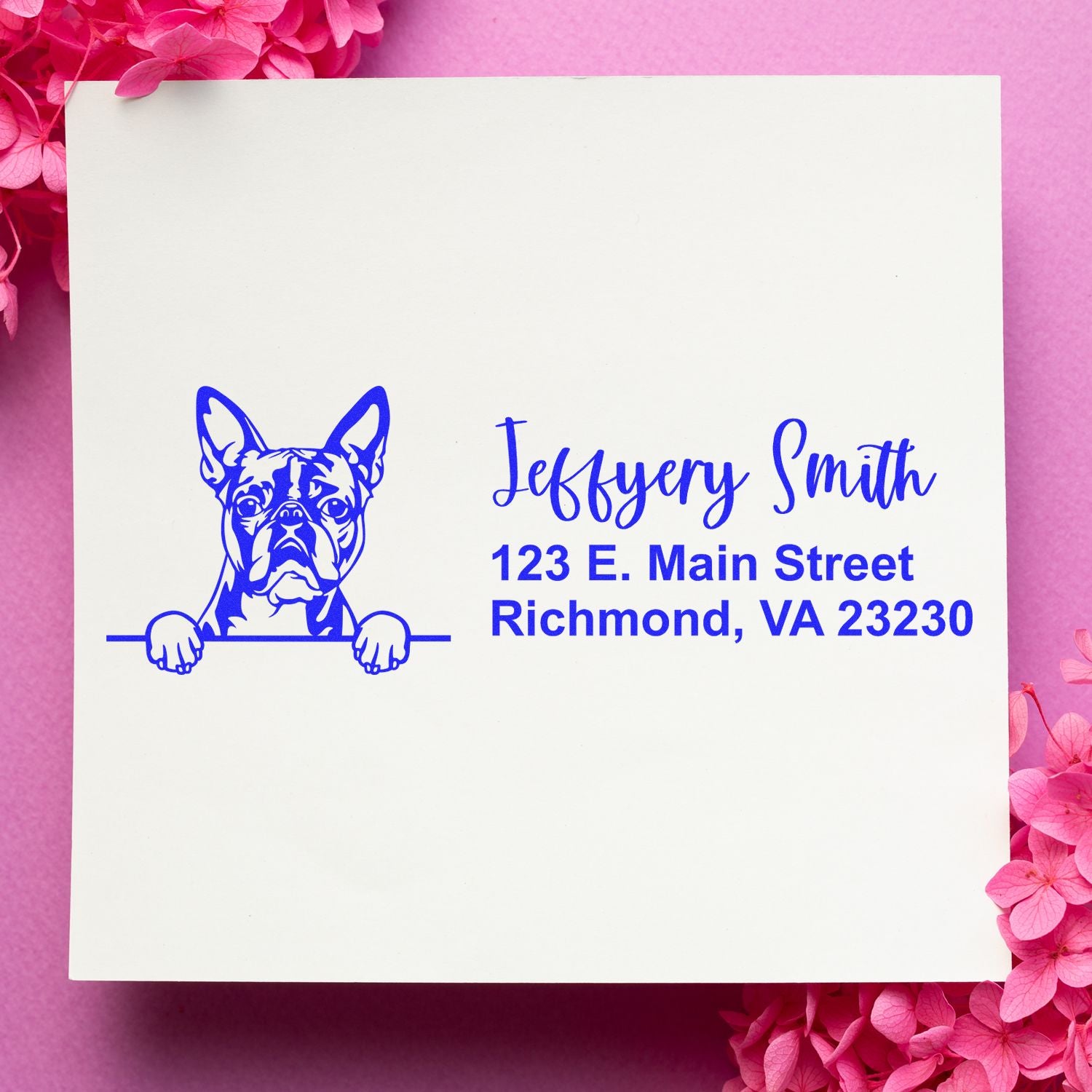 Slim Boston Terrier Pre-Inked Customized Stamp