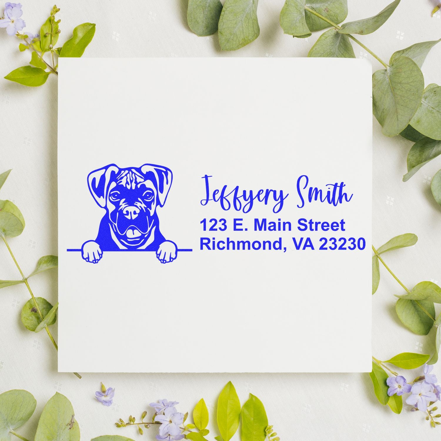 Pre-Inked Boxer Dog Personalized Address Stamp