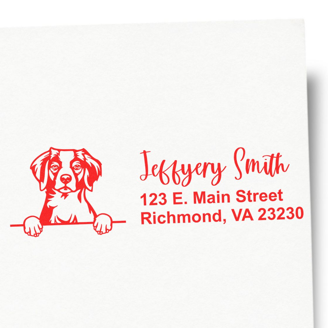 Pre-Inked Brittany Dog Personalized Address Stamp