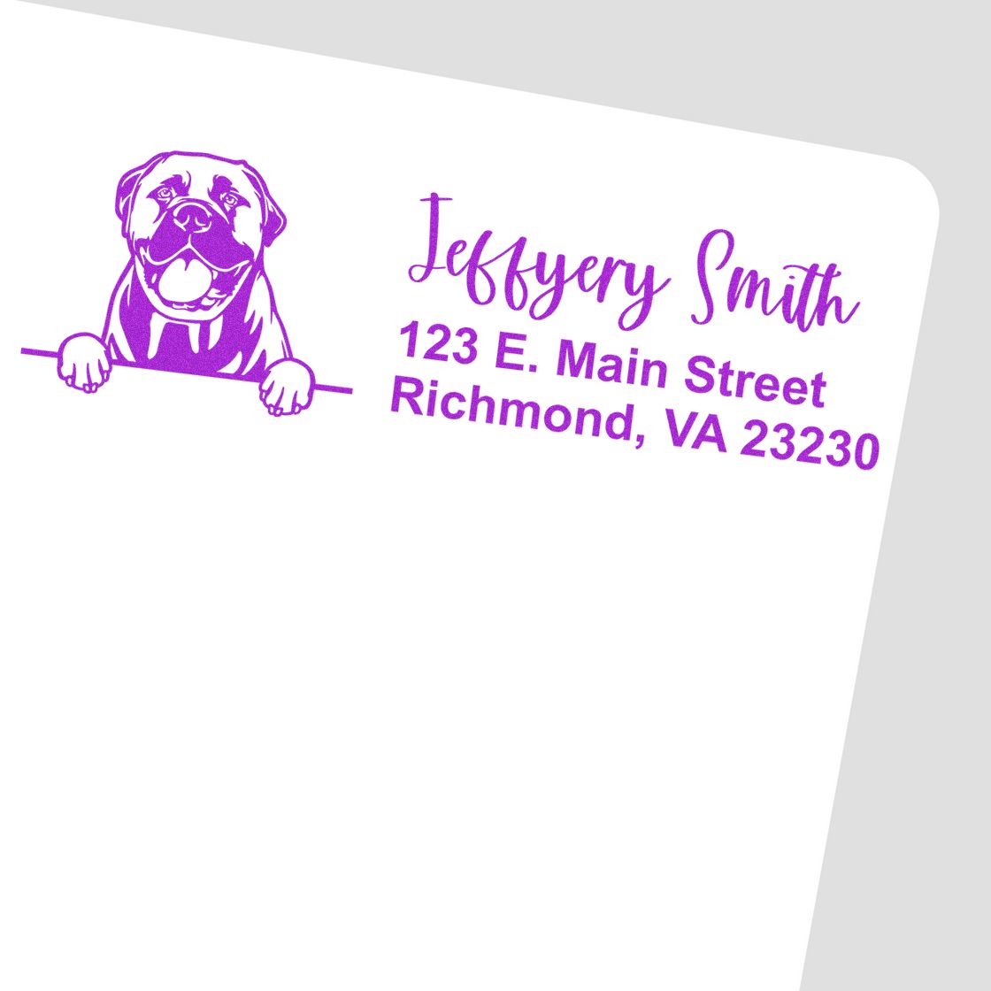 Peeking Bullmastiffs Name and Address Rubber Stamp