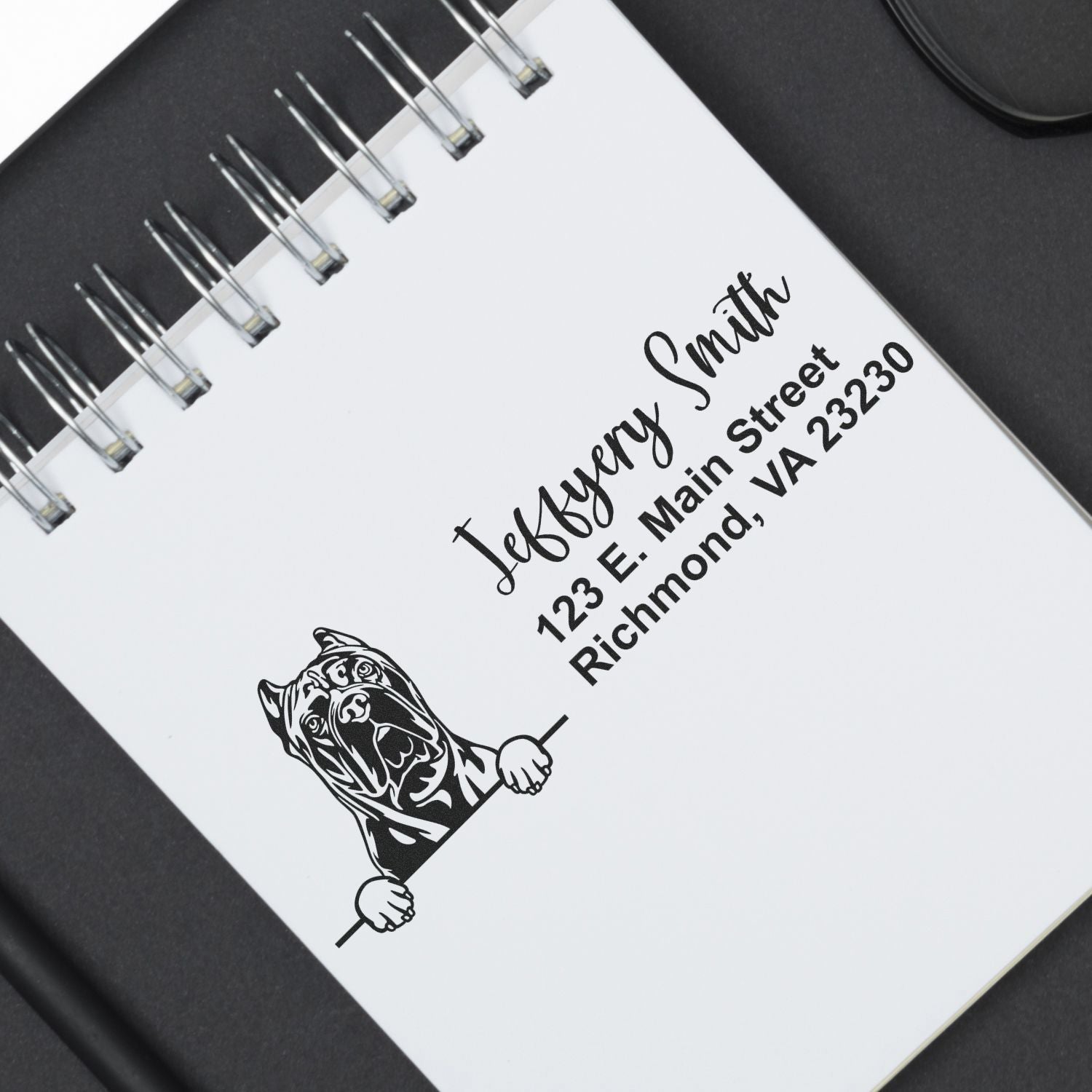 Pre-Inked Cane Corso Dog Personalized Address Stamp