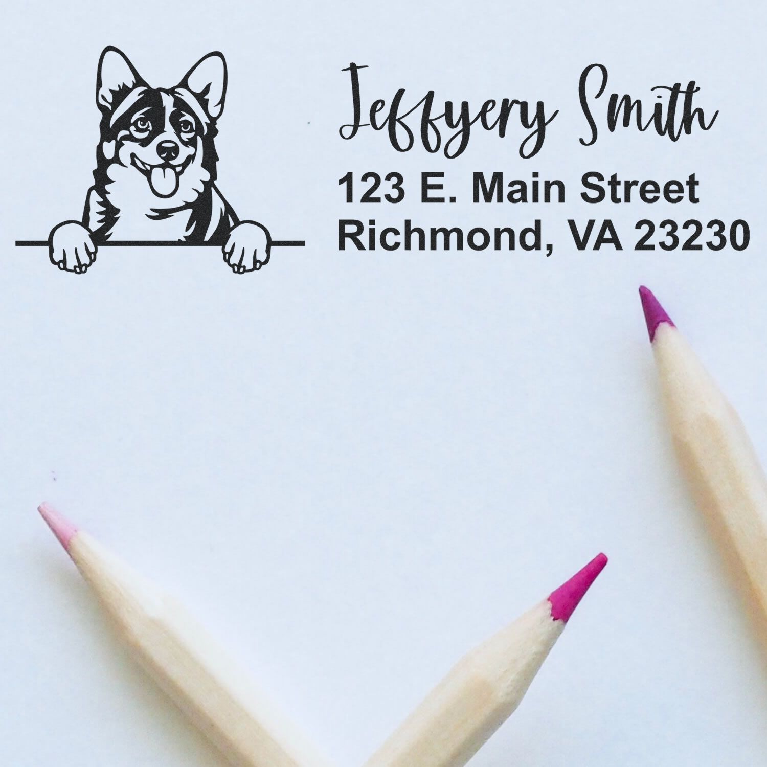 Pre-Inked Cardigan Welsh Corgis Dog Personalized Address Stamp