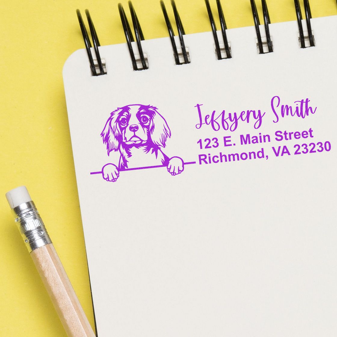 Slim Cavalier King Charles Spaniel Pre-Inked Customized Stamp