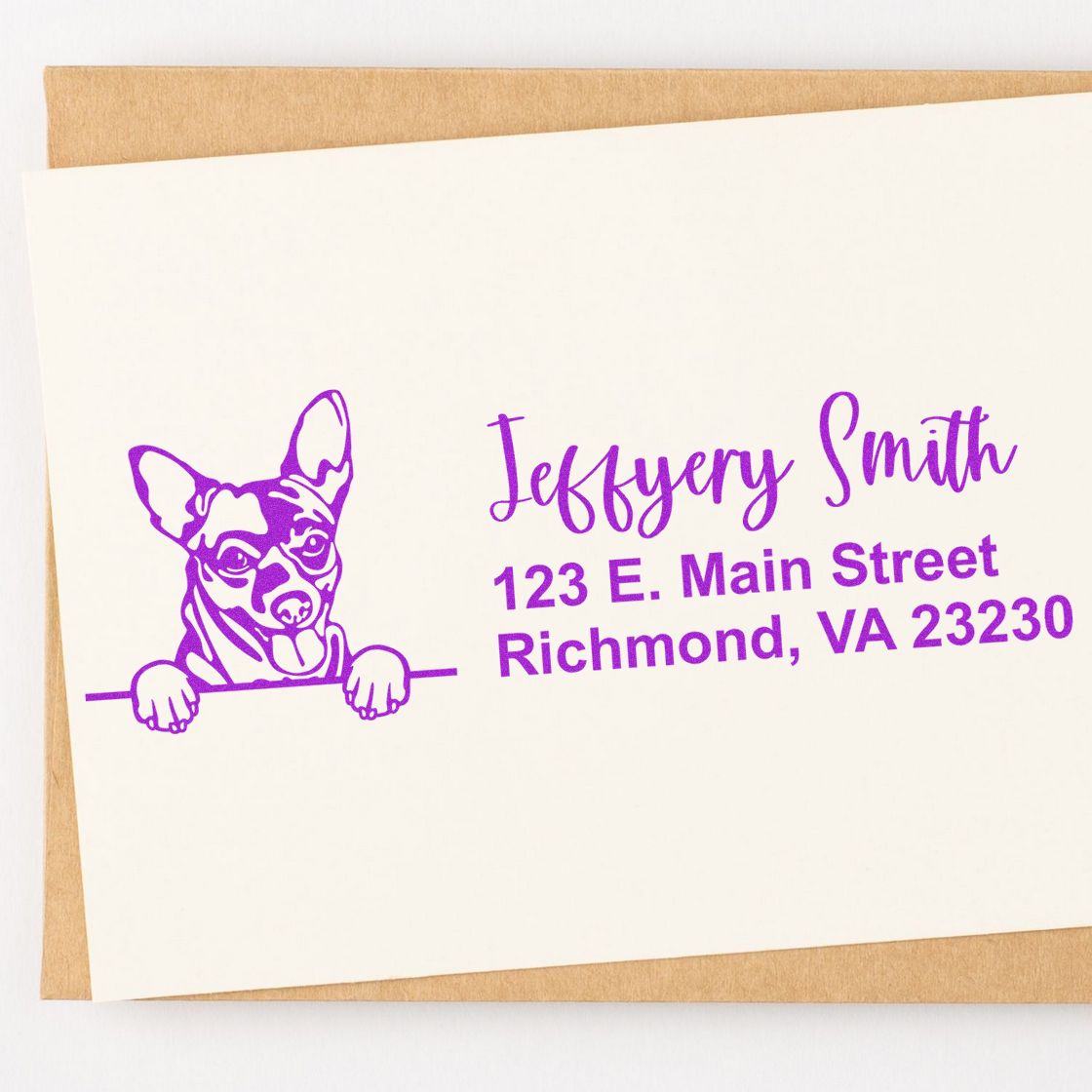 Pre-Inked Chihuahua Dog Personalized Address Stamp