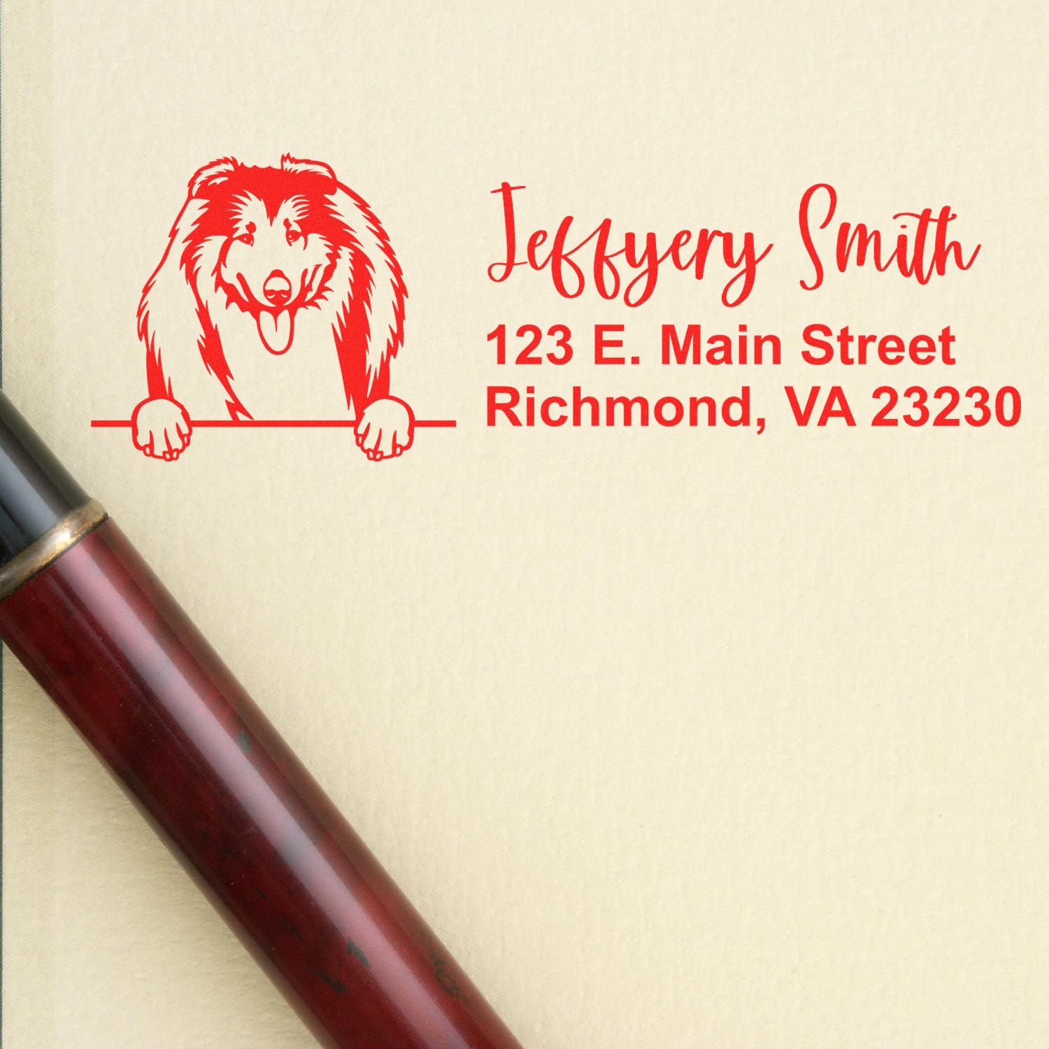 Pre-Inked Collies Dog Personalized Address Stamp