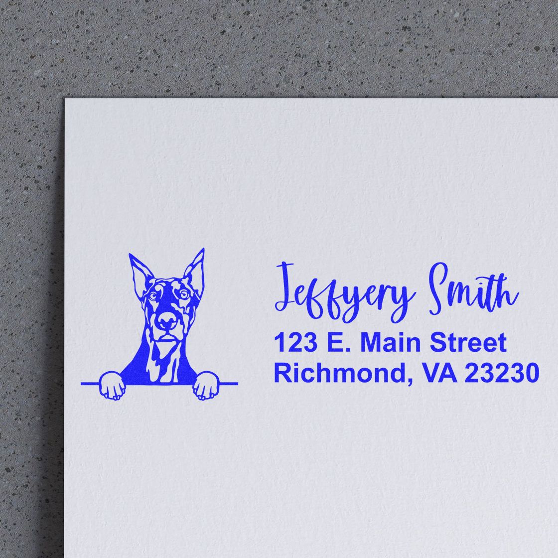 Peeking Doberman Name and Address Rubber Stamp