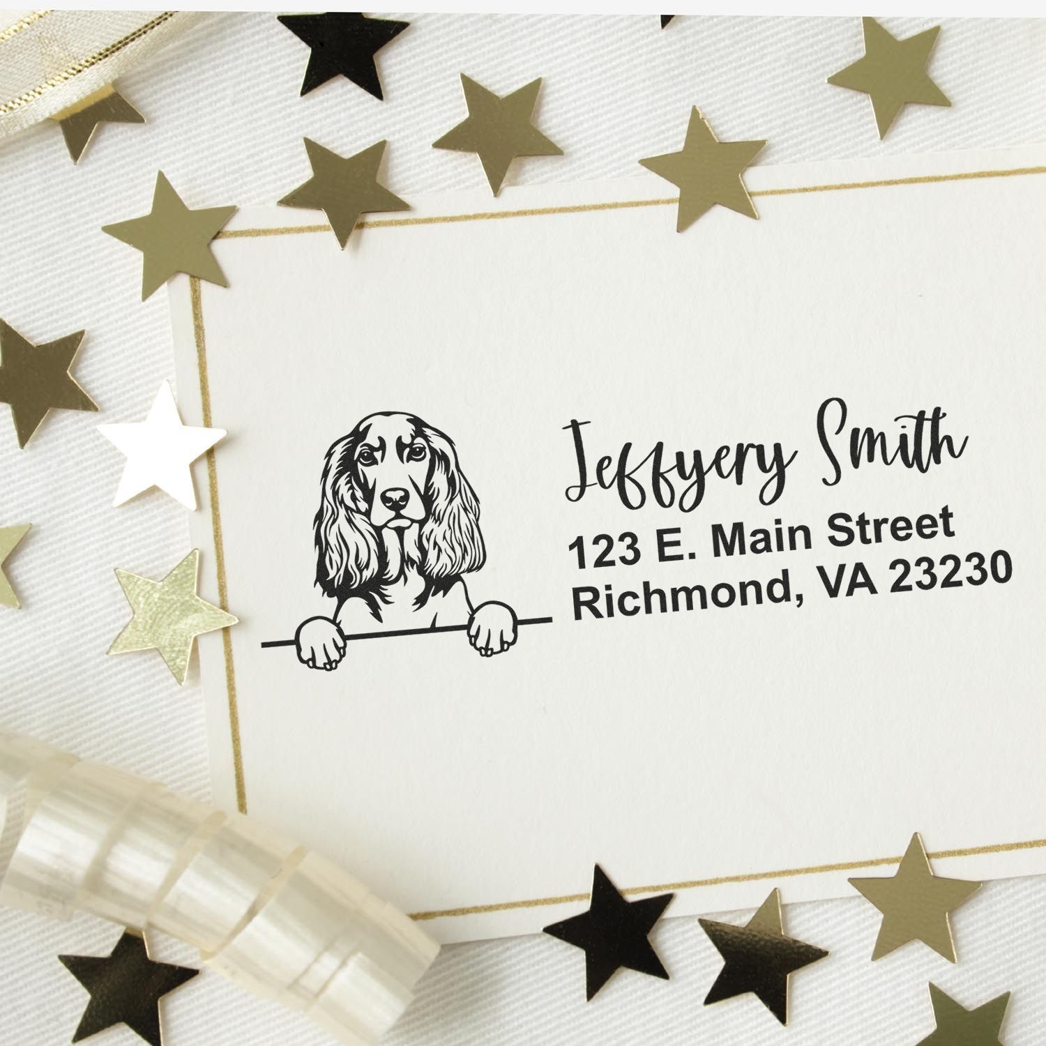 Pre-Inked English Cocker Spaniel Dog Personalized Address Stamp