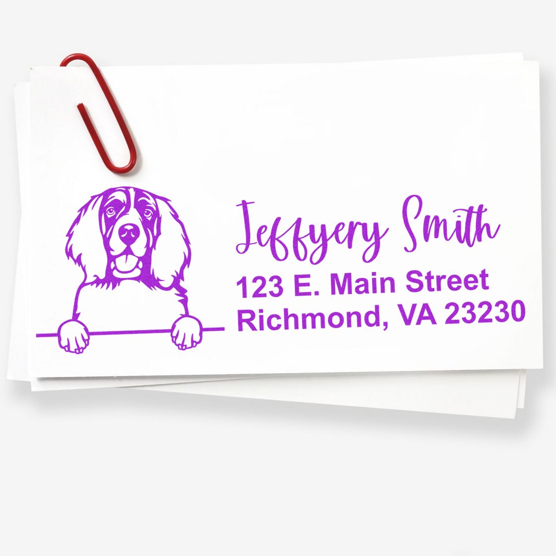 Pre-Inked English Springer Spaniel Dog Personalized Address Stamp