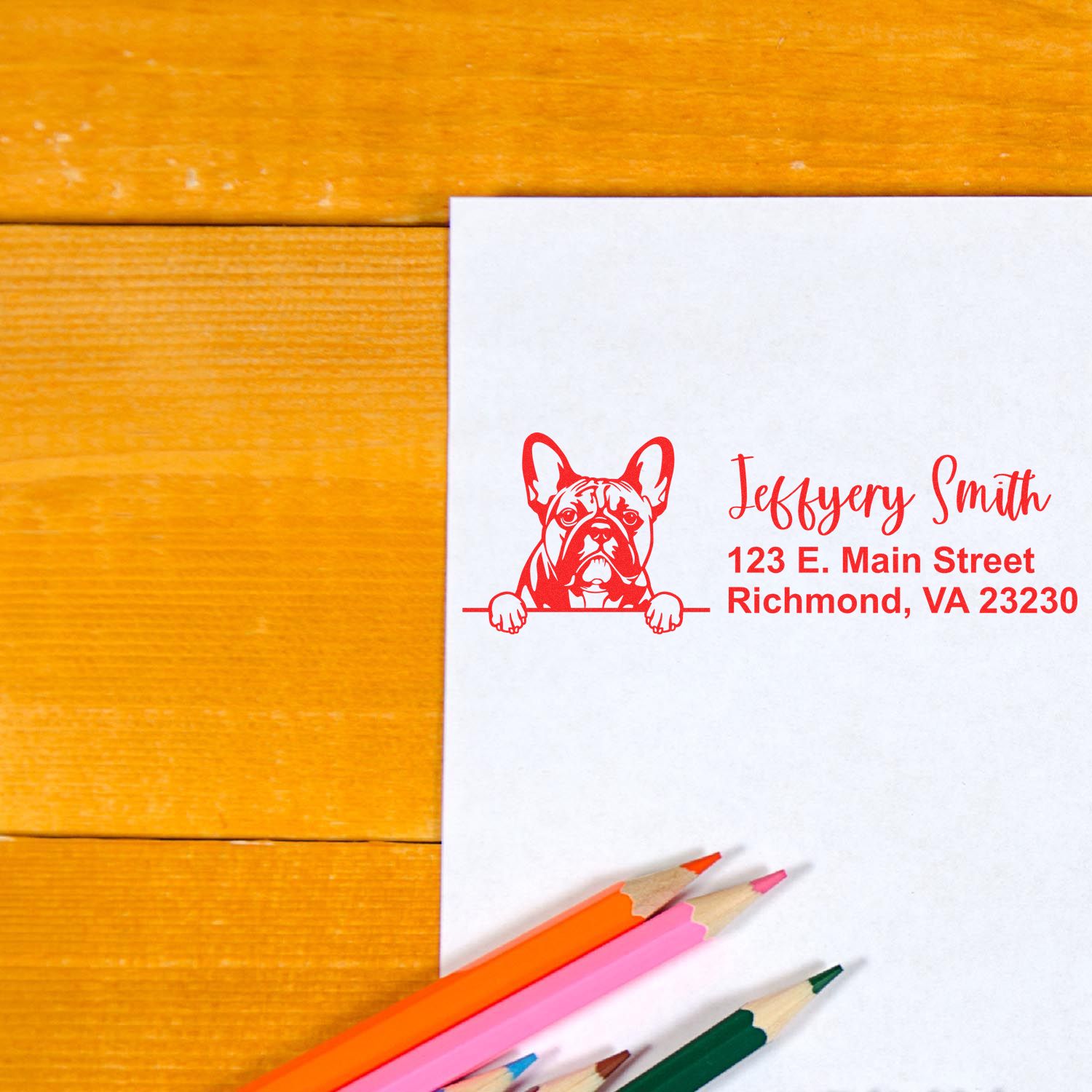 French Bulldog Name and Address Stamp Self-Inking