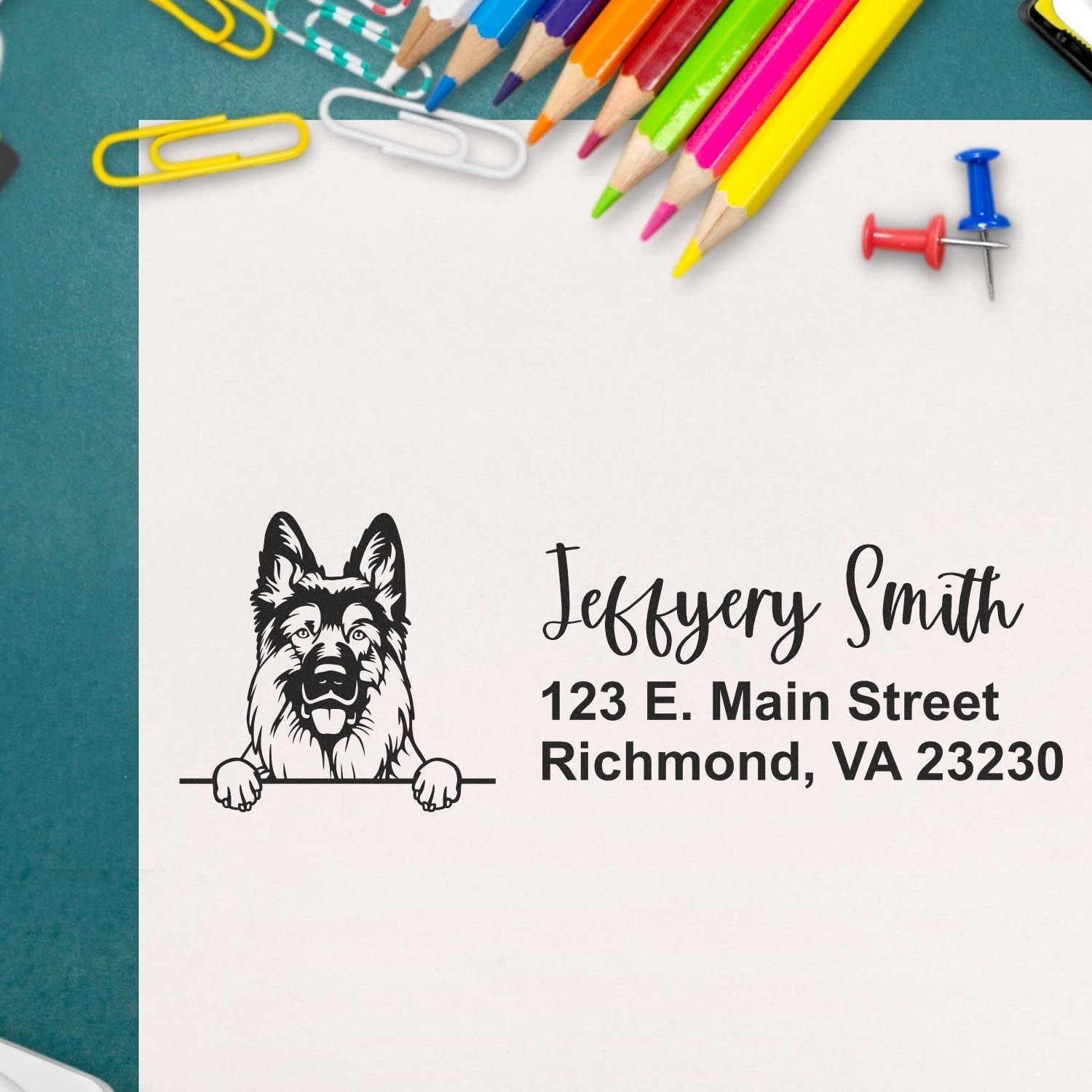 German Shepherd Name and Address Stamp Self-Inking