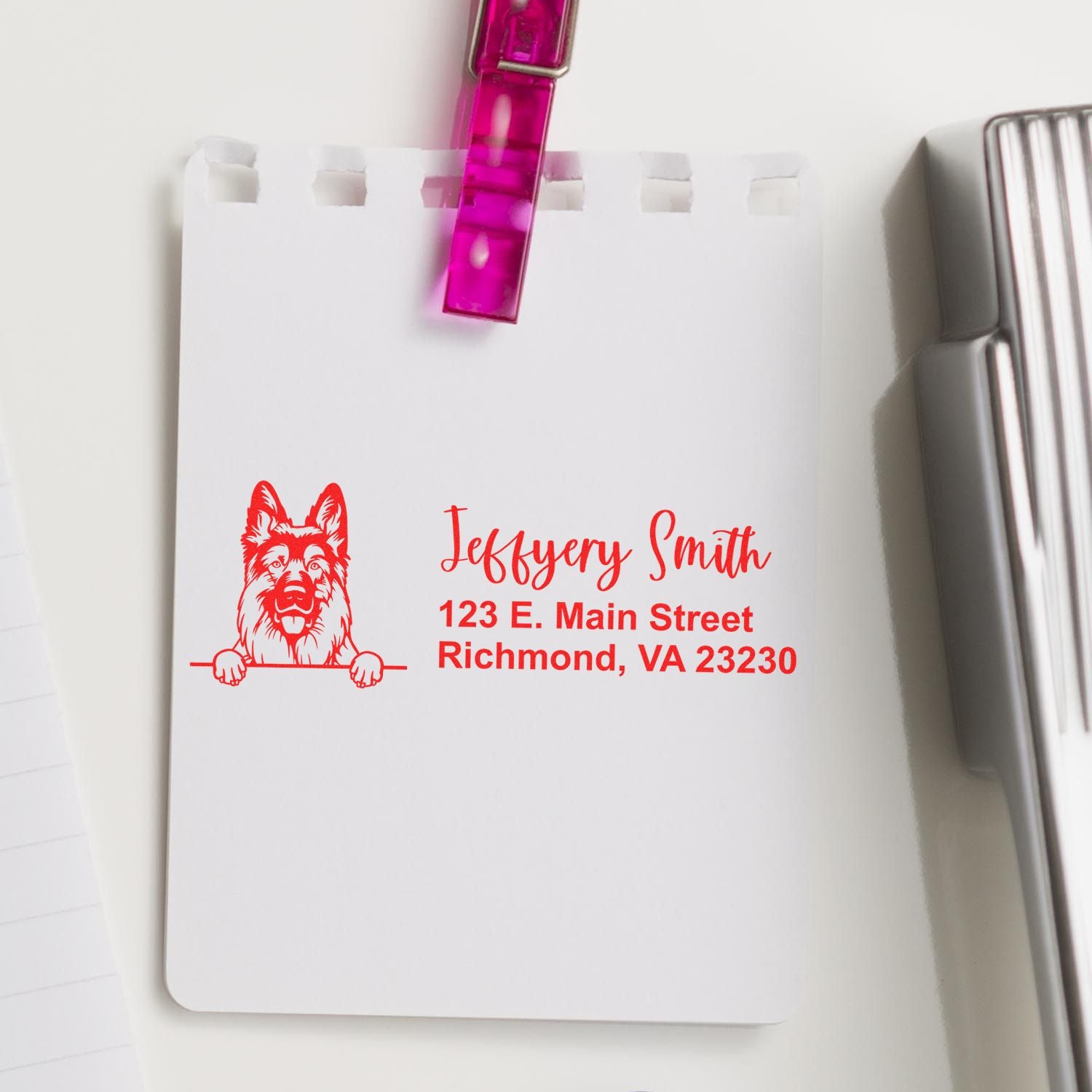 German Shepherd Name and Address Stamp Self-Inking