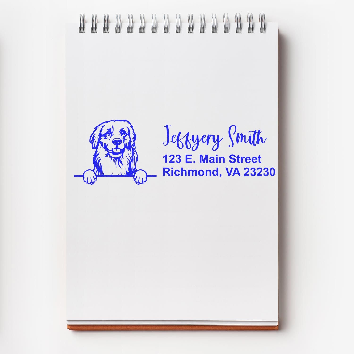 Peeking Golden Retriever Name and Address Rubber Stamp