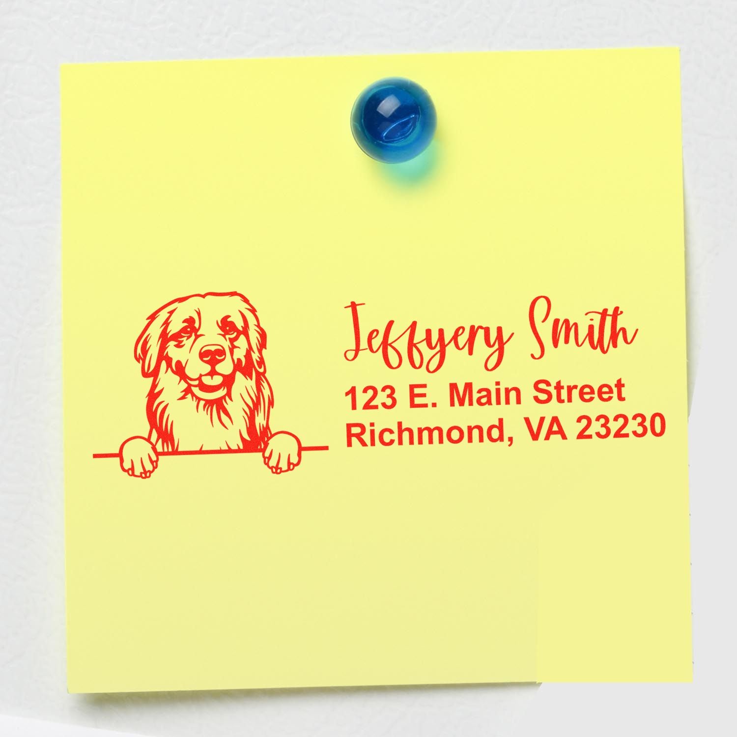 Pre-Inked Golden Retriever Dog Personalized Address Stamp