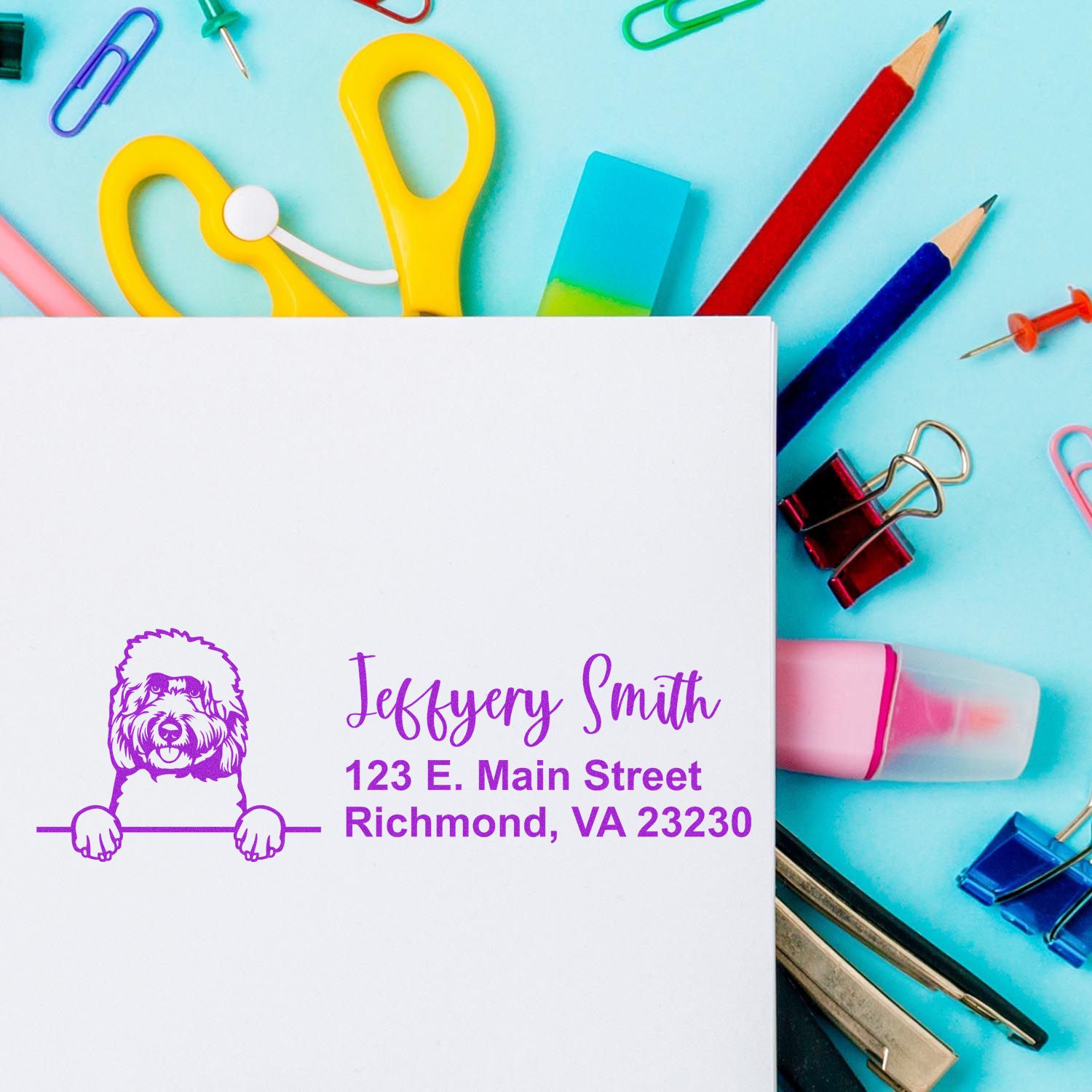 Pre-Inked Goldendoodle Dog Personalized Address Stamp