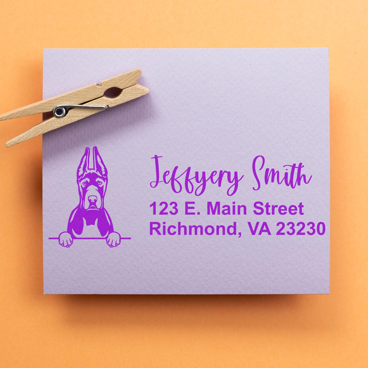 Pre-Inked Great Dane Cropped Ears Dog Personalized Address Stamp