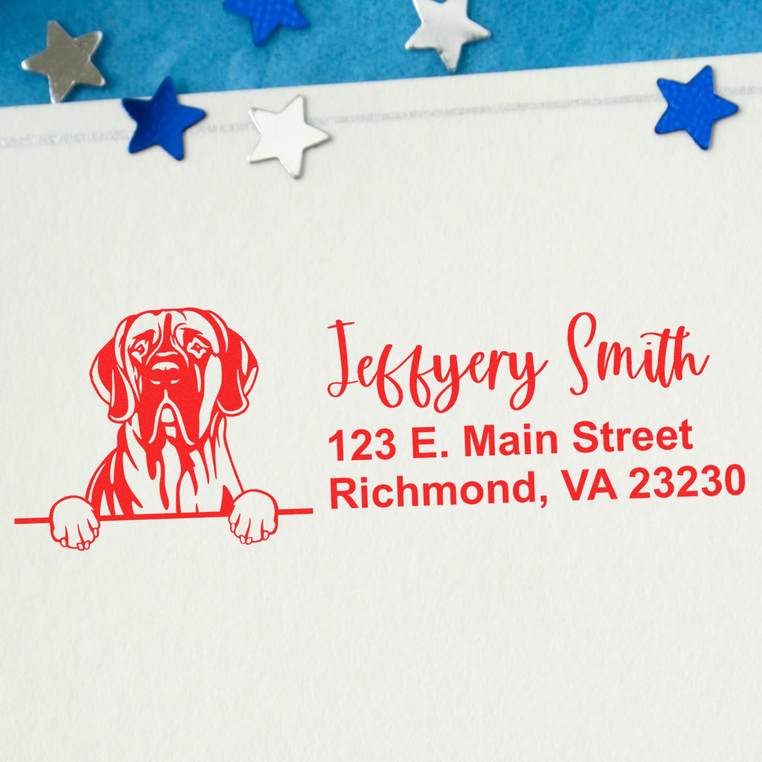 Peeking Great Dane Name and Address Rubber Stamp