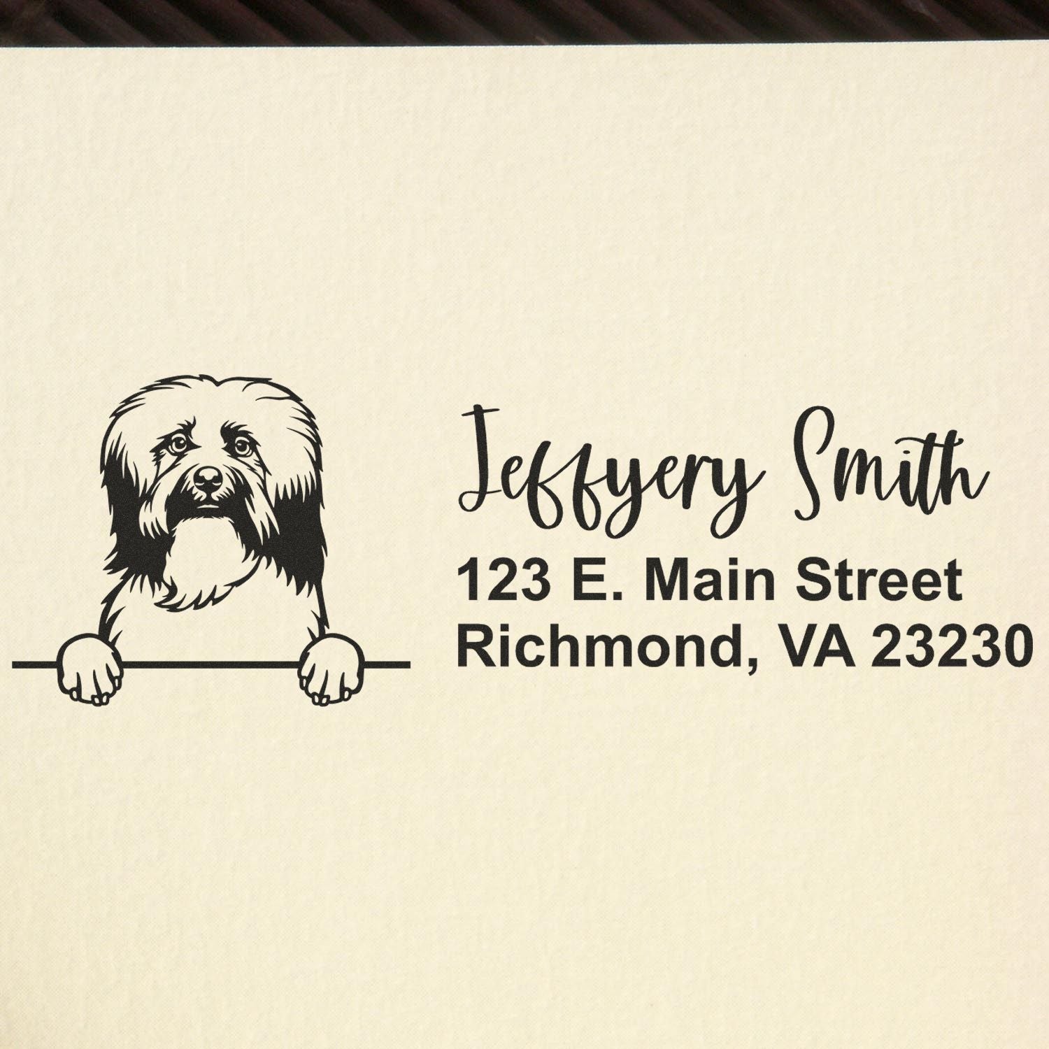 Peeking Havanese Name and Address Rubber Stamp