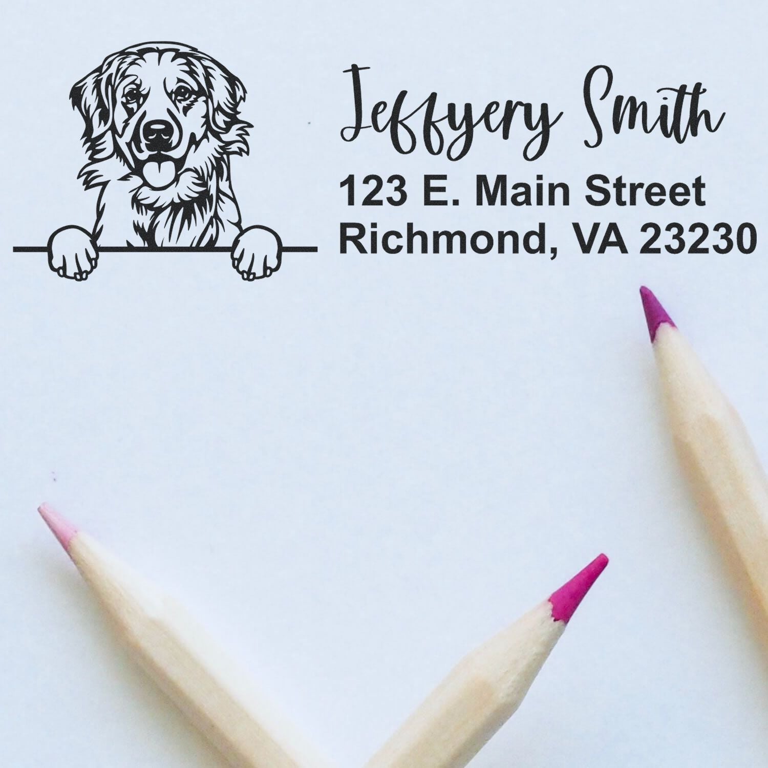 Peeking Labrador Retriever Name and Address Rubber Stamp