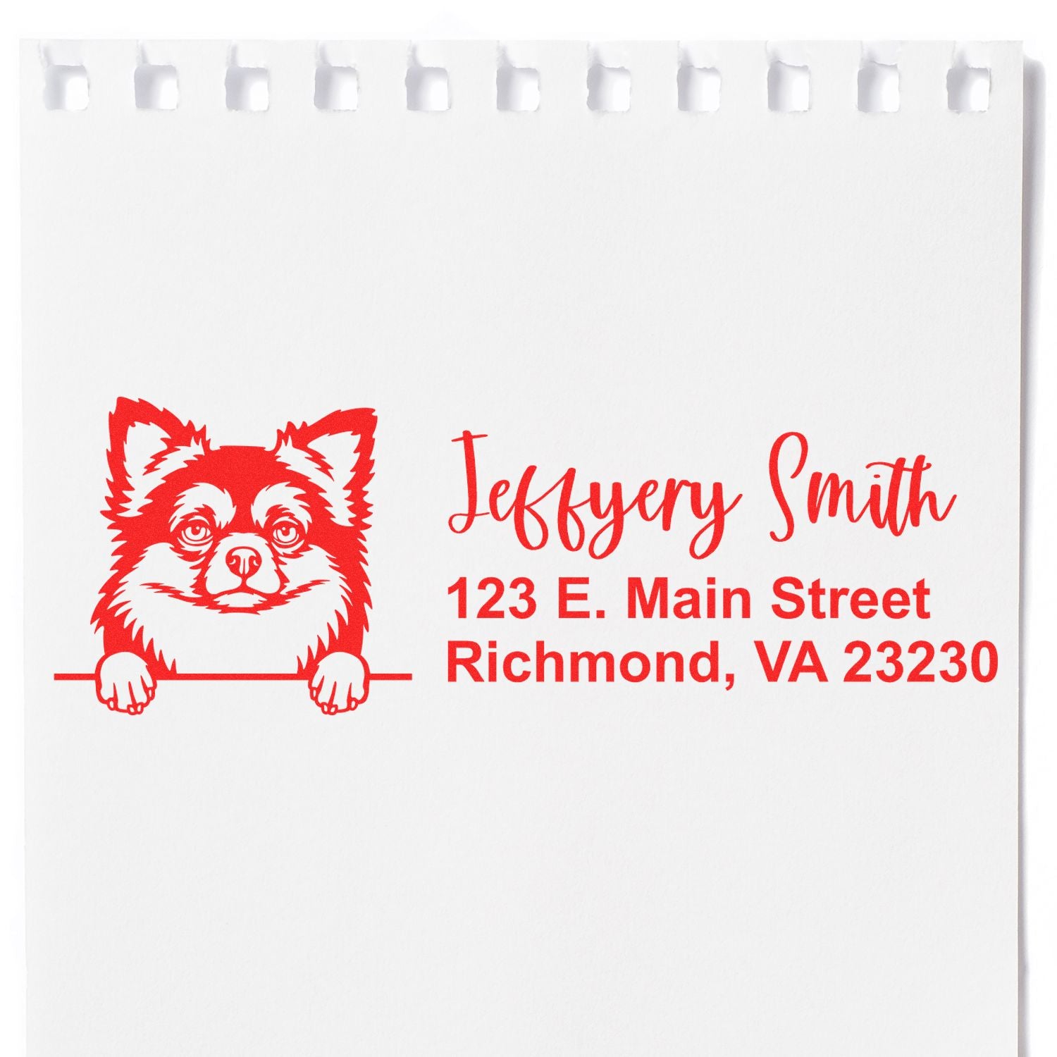 Pre-Inked Long Haired Chihuahua Dog Personalized Address Stamp