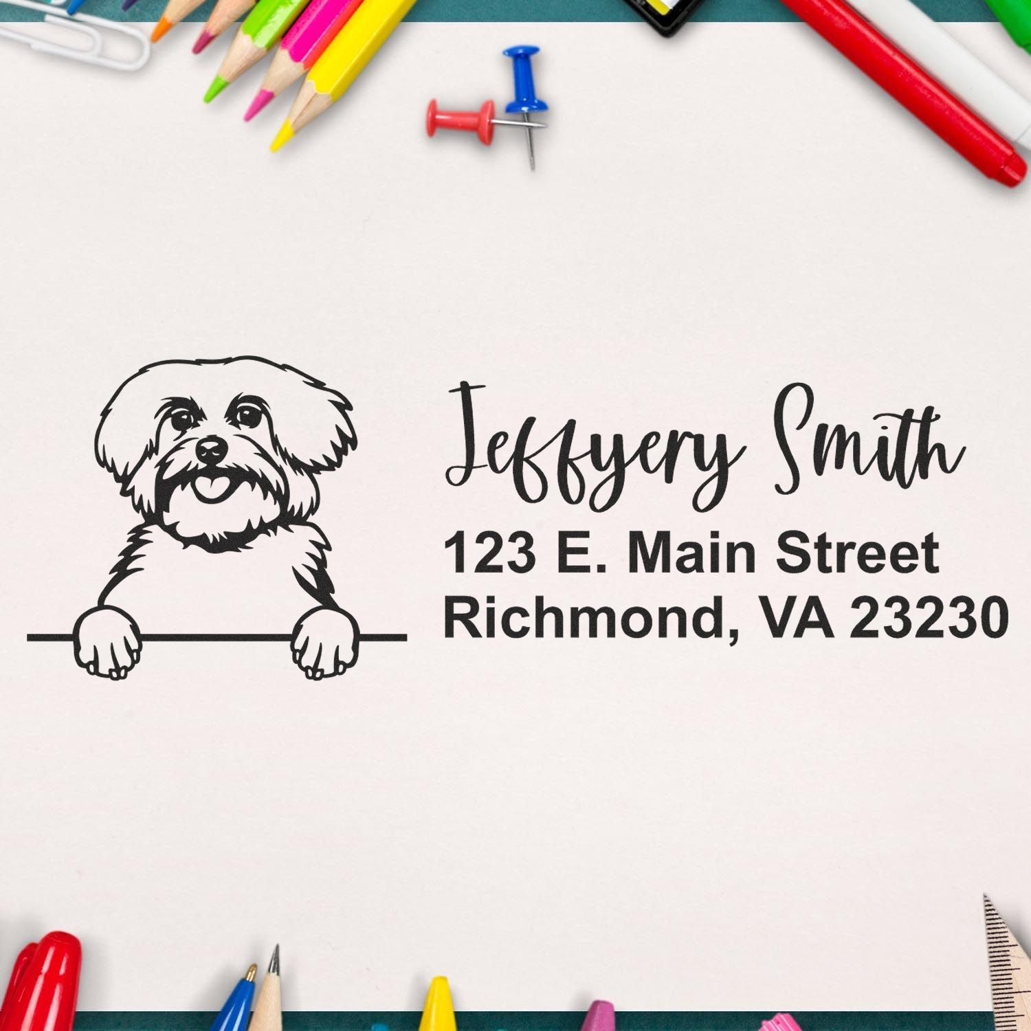 Pre-Inked Maltese Dog Personalized Address Stamp