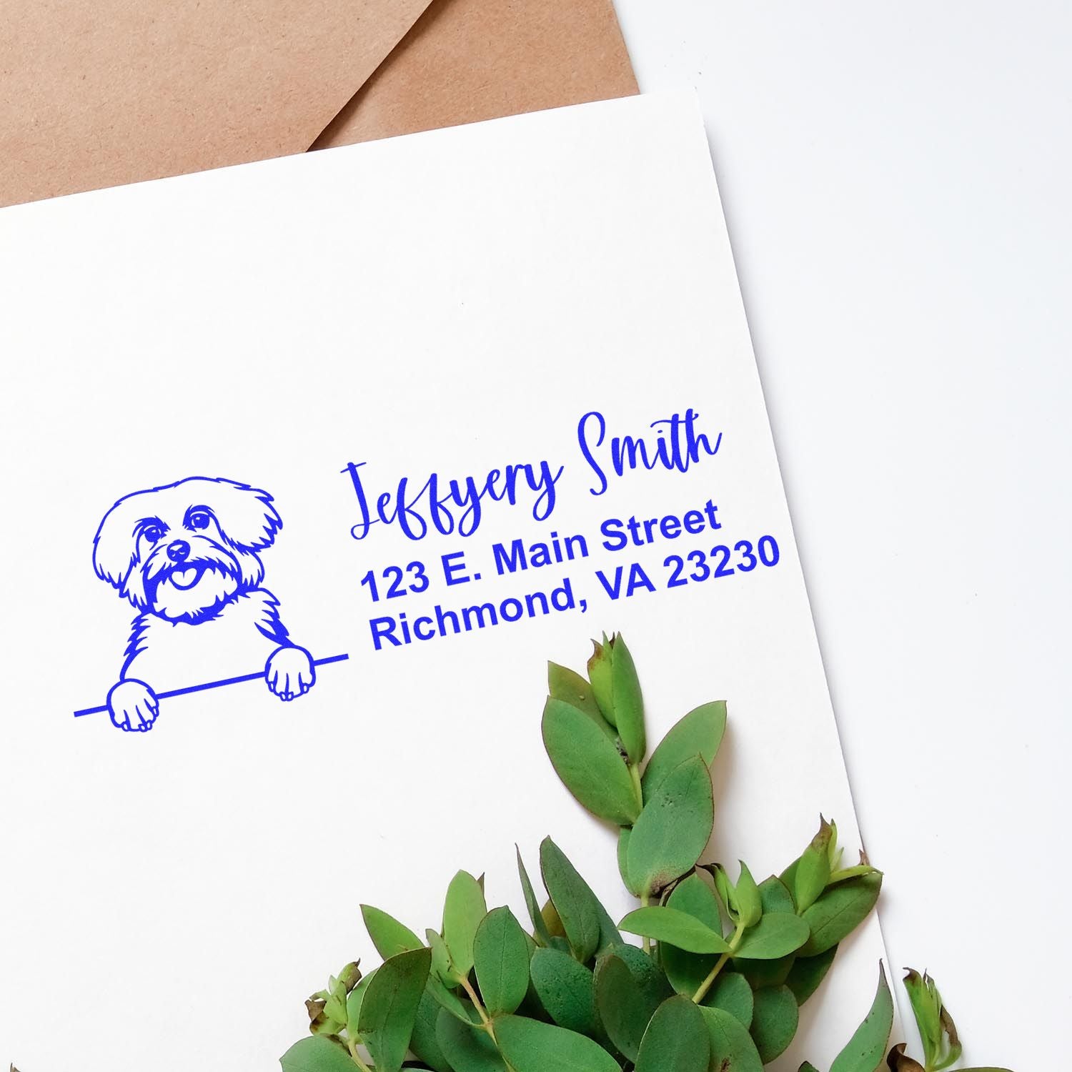 Pre-Inked Maltese Dog Personalized Address Stamp