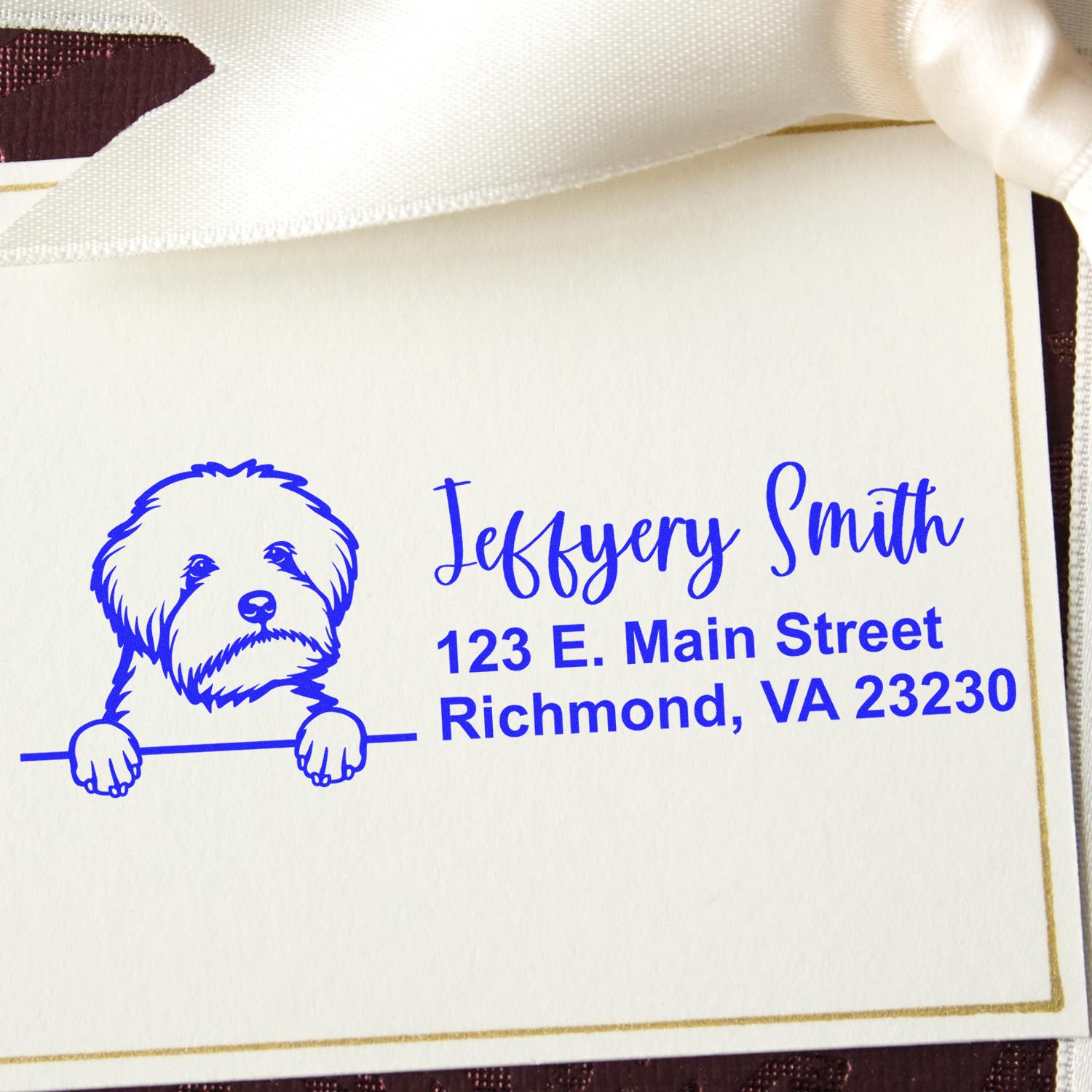 Pre-Inked Maltipoo Dog Personalized Address Stamp