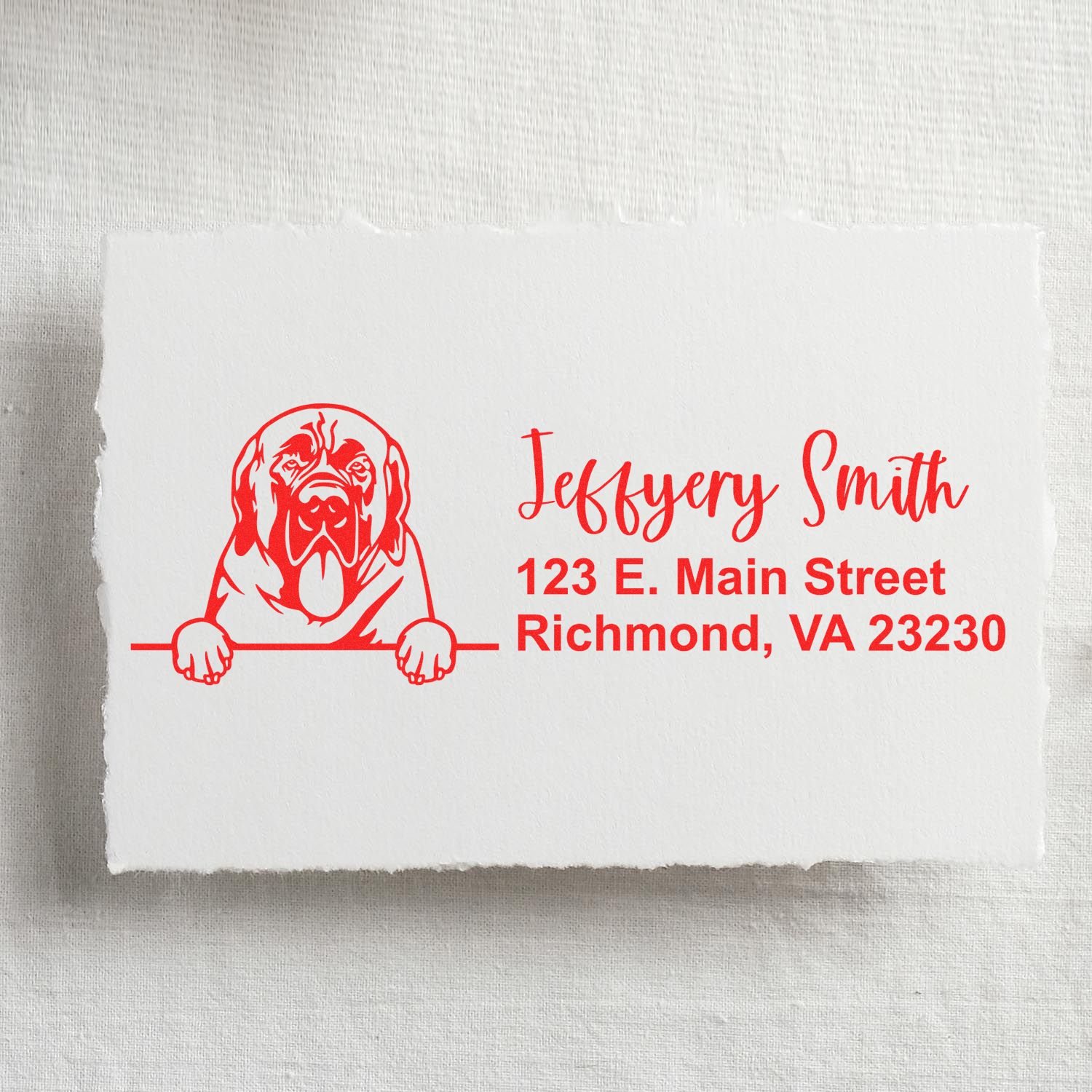 Peeking Mastiffs Name and Address Rubber Stamp