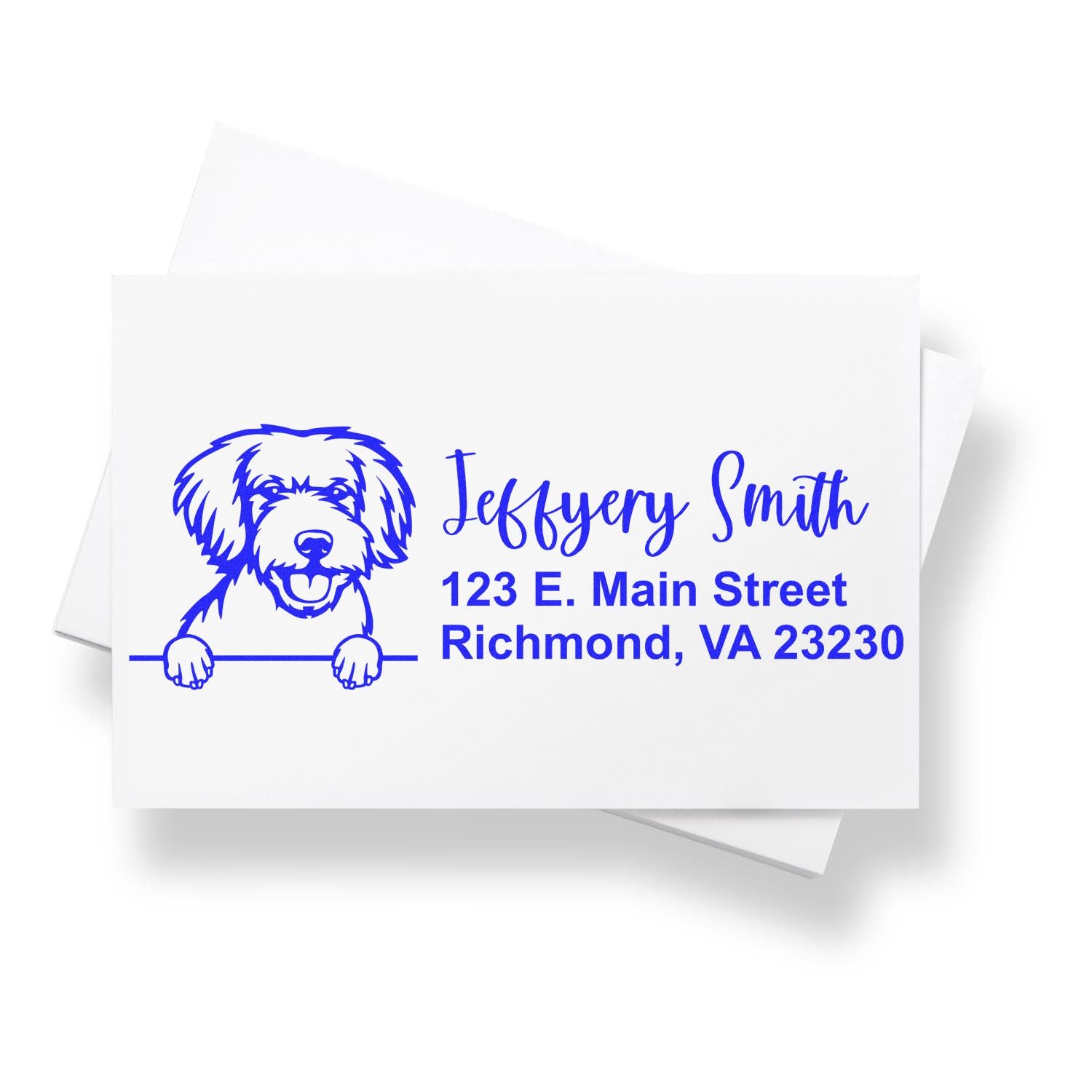 Pre-Inked Miniature Golden Doodle Dog Personalized Address Stamp