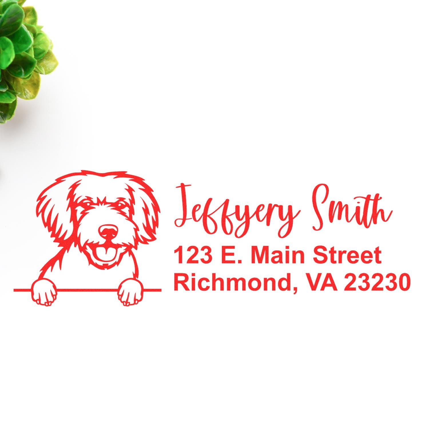 Miniature Golden Doodle Name and Address Stamp Self-Inking