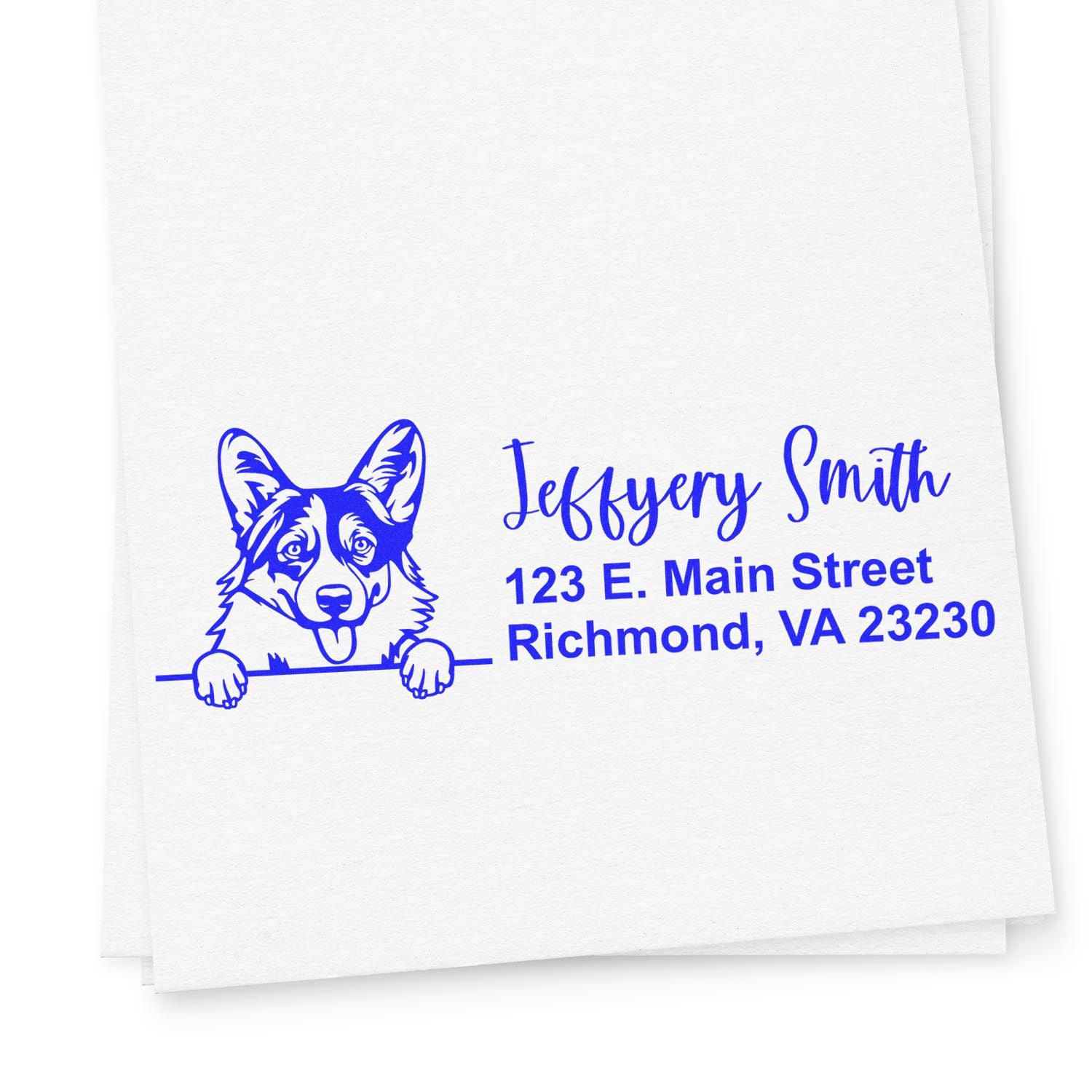 Peeking Pembroke Welsh Corgis Name and Address Rubber Stamp