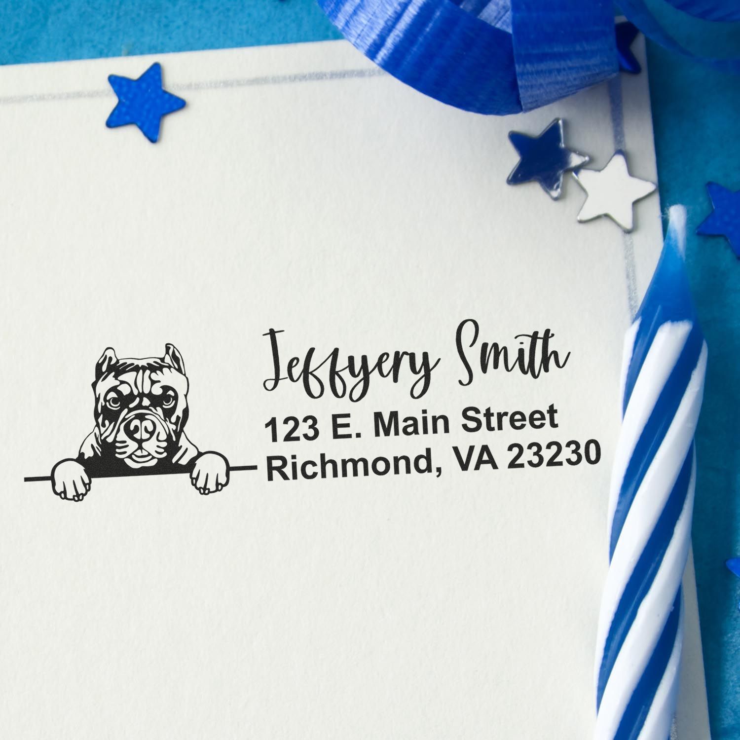 Pre-Inked Pitbull Dog Personalized Address Stamp