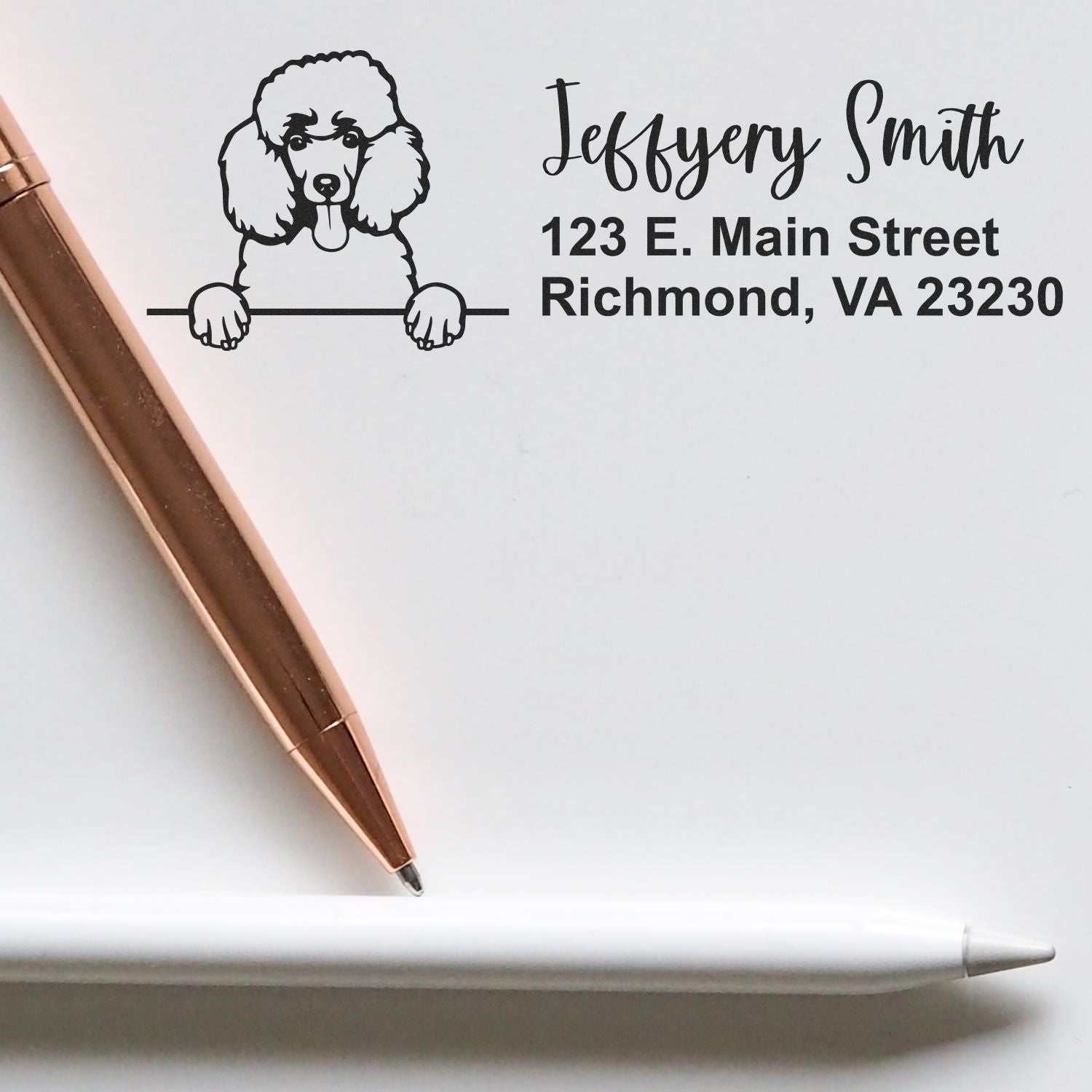 Pre-Inked Poodle Dog Personalized Address Stamp