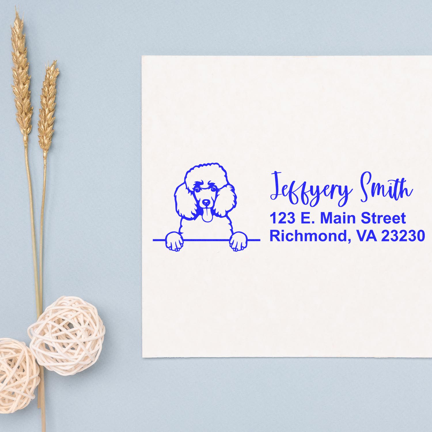 Peeking Poodle Name and Address Rubber Stamp