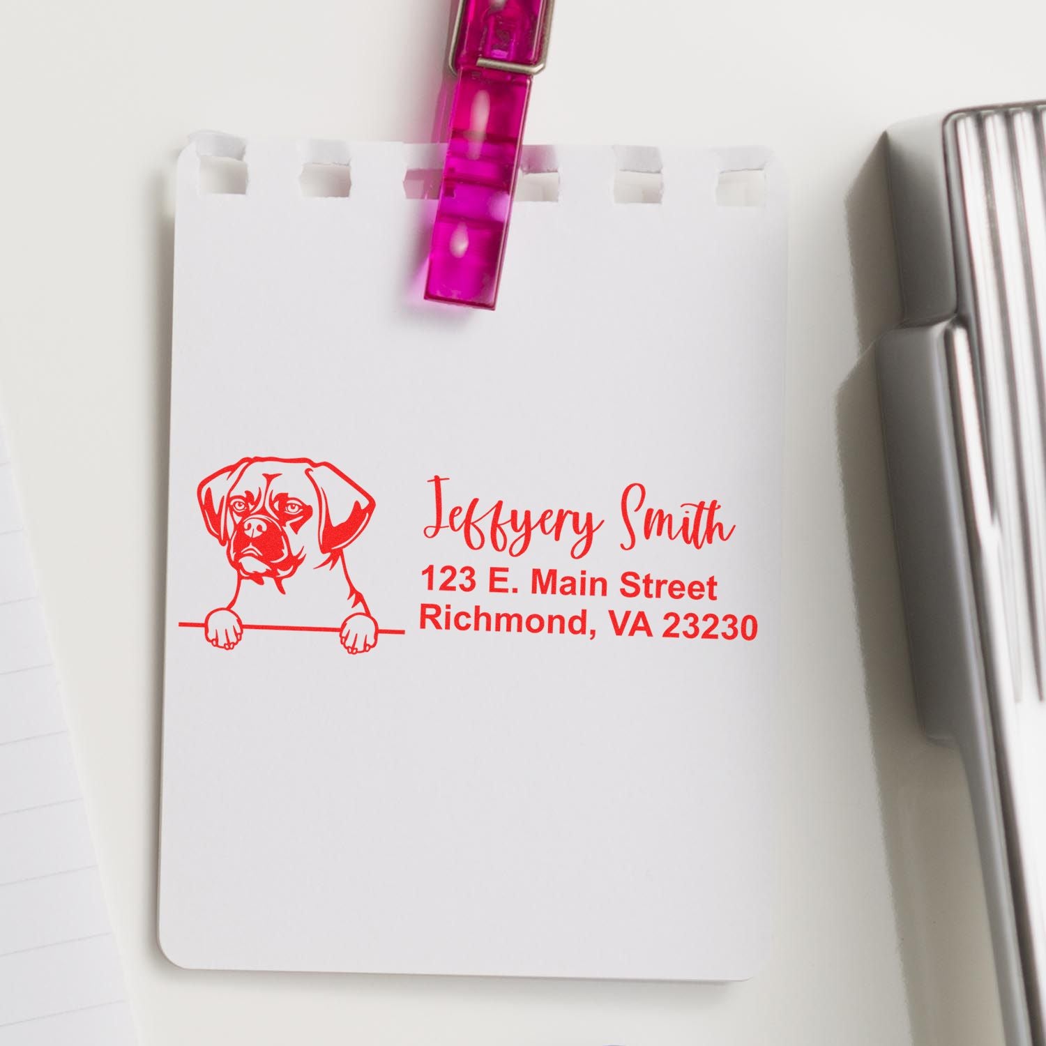 Peeking Puggle Name and Address Rubber Stamp