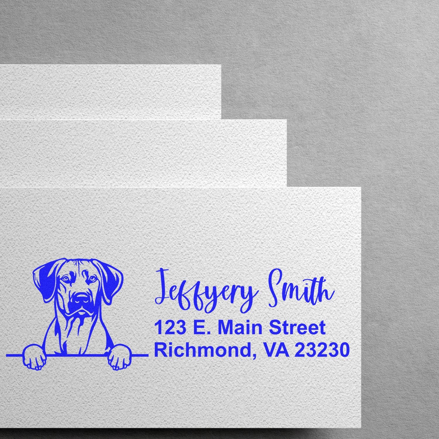 Peeking Rhodesian Ridgeback Name and Address Rubber Stamp