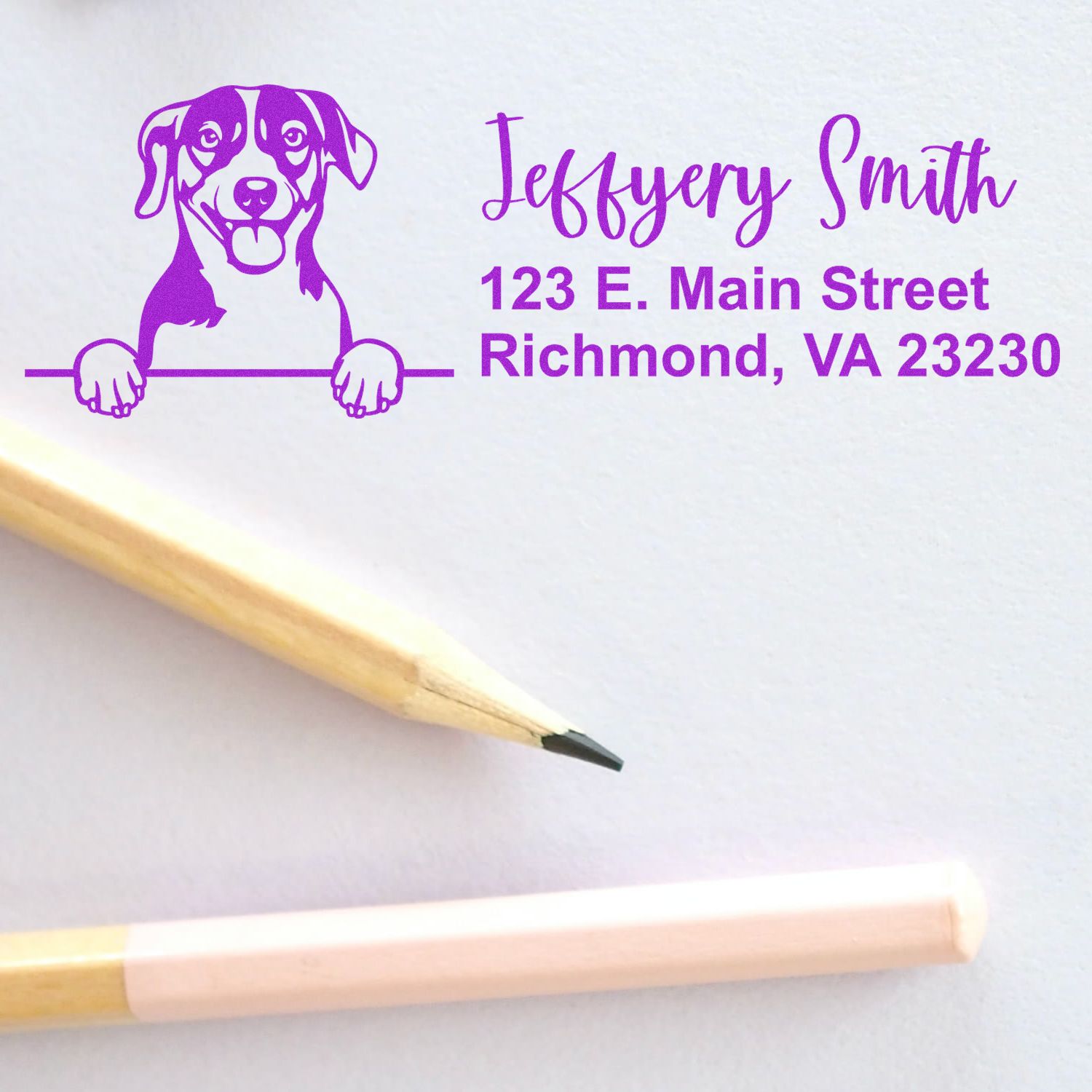 Peeking Russell Terrier Name and Address Rubber Stamp