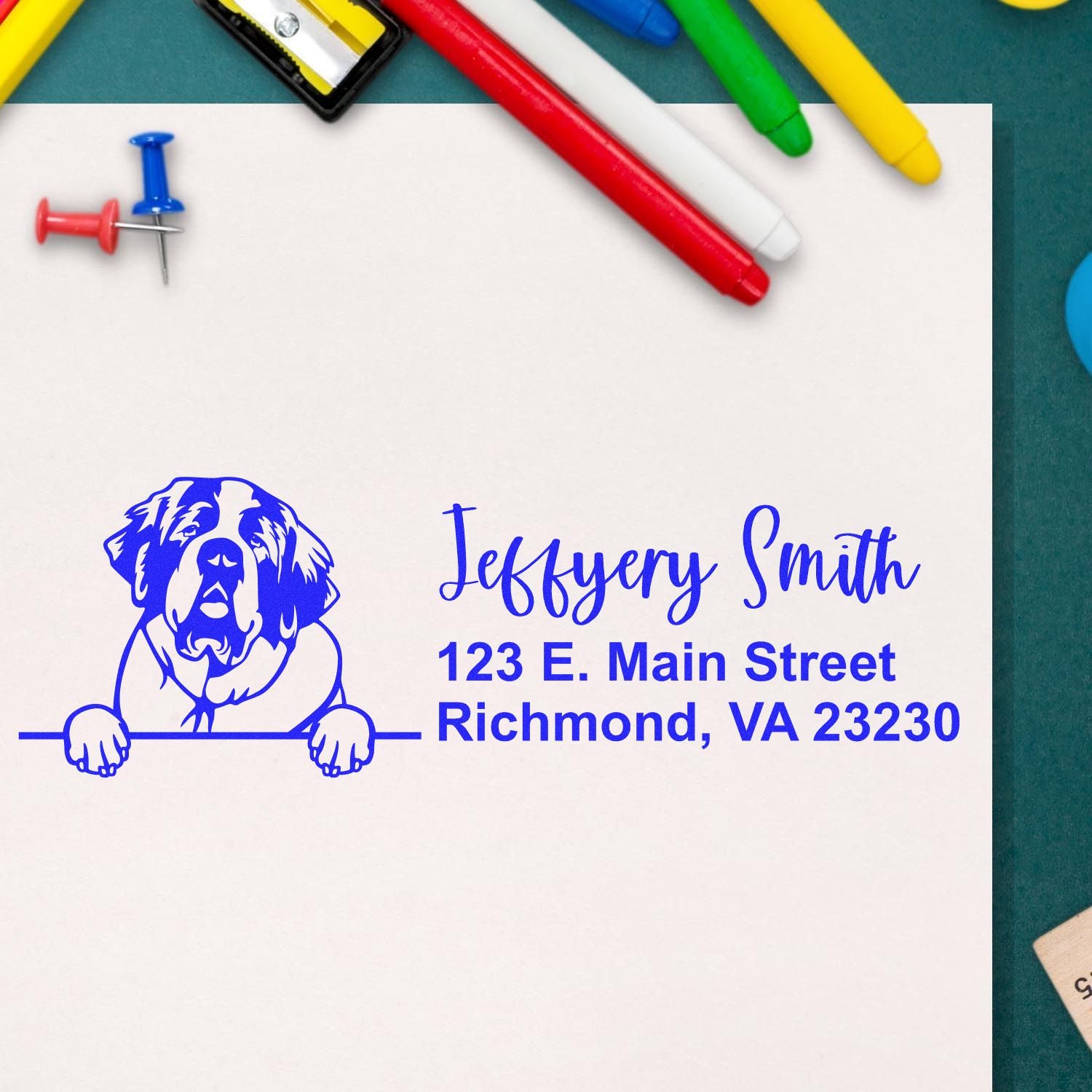 Slim Saint Bernard Pre-Inked Customized Stamp