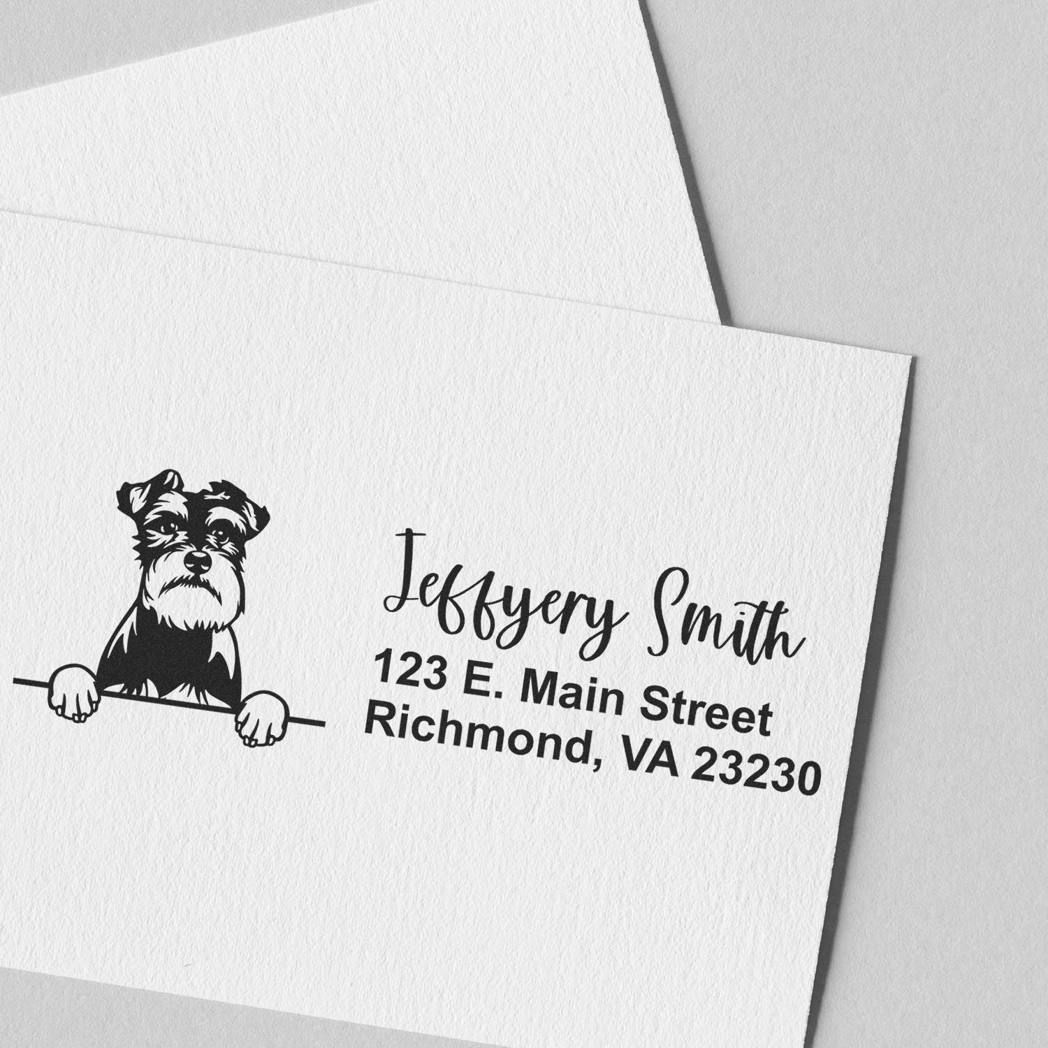 Peeking Schnauzer Name and Address Rubber Stamp